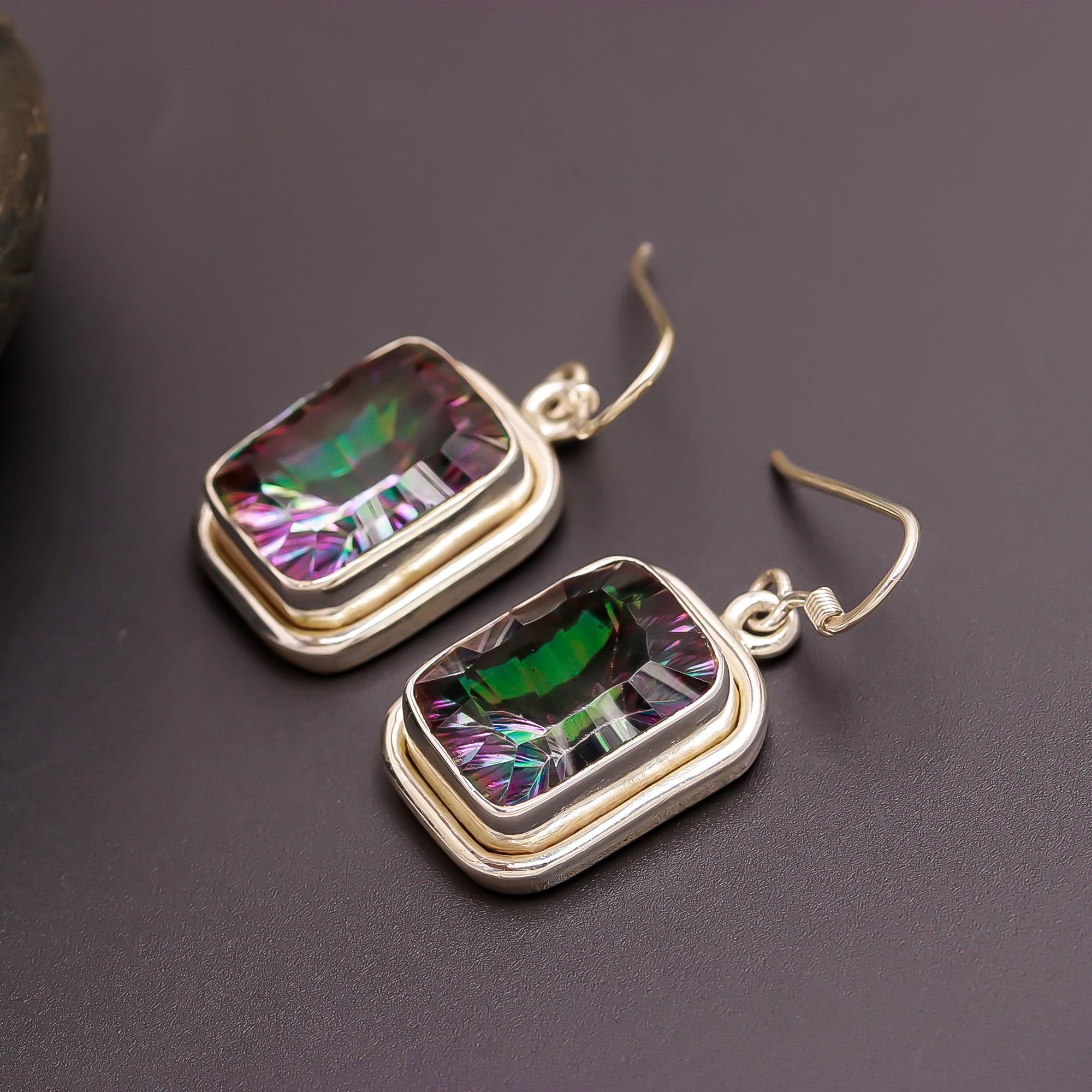 925 Silver Mystic Quartz Drop Earrings