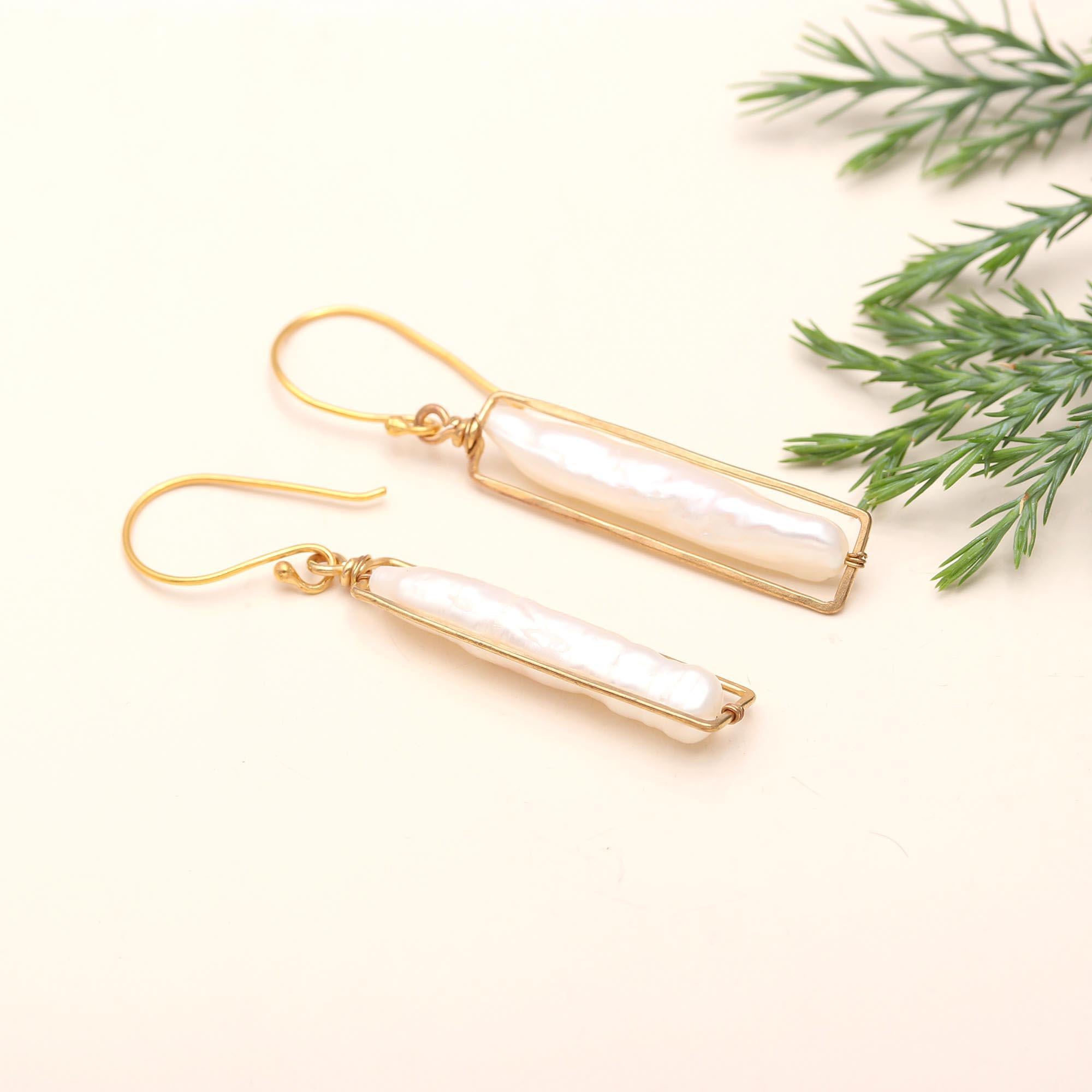 925 Silver Long Pearl Dangle Earrings