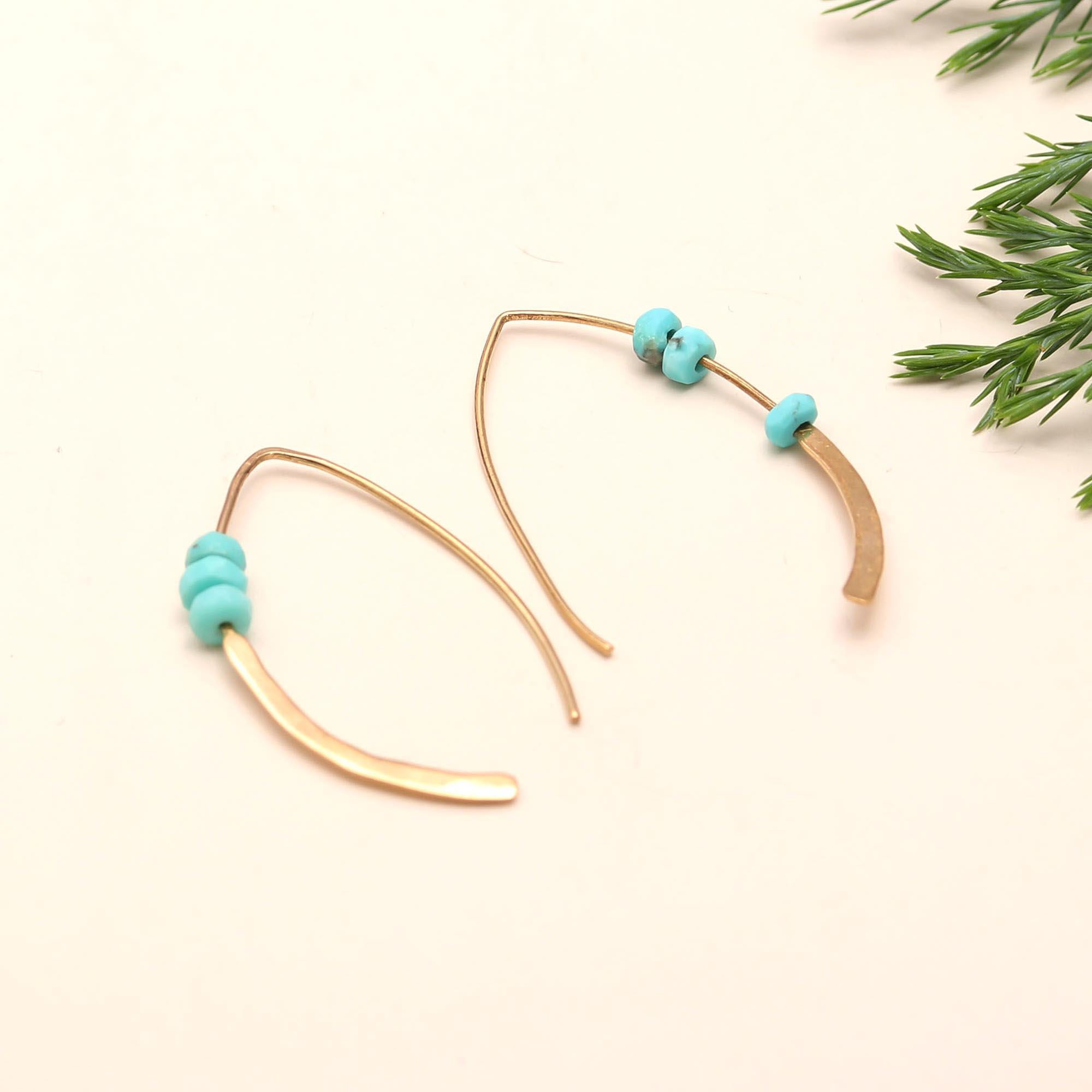 925 Silver Turquoise Bead Hook Earrings