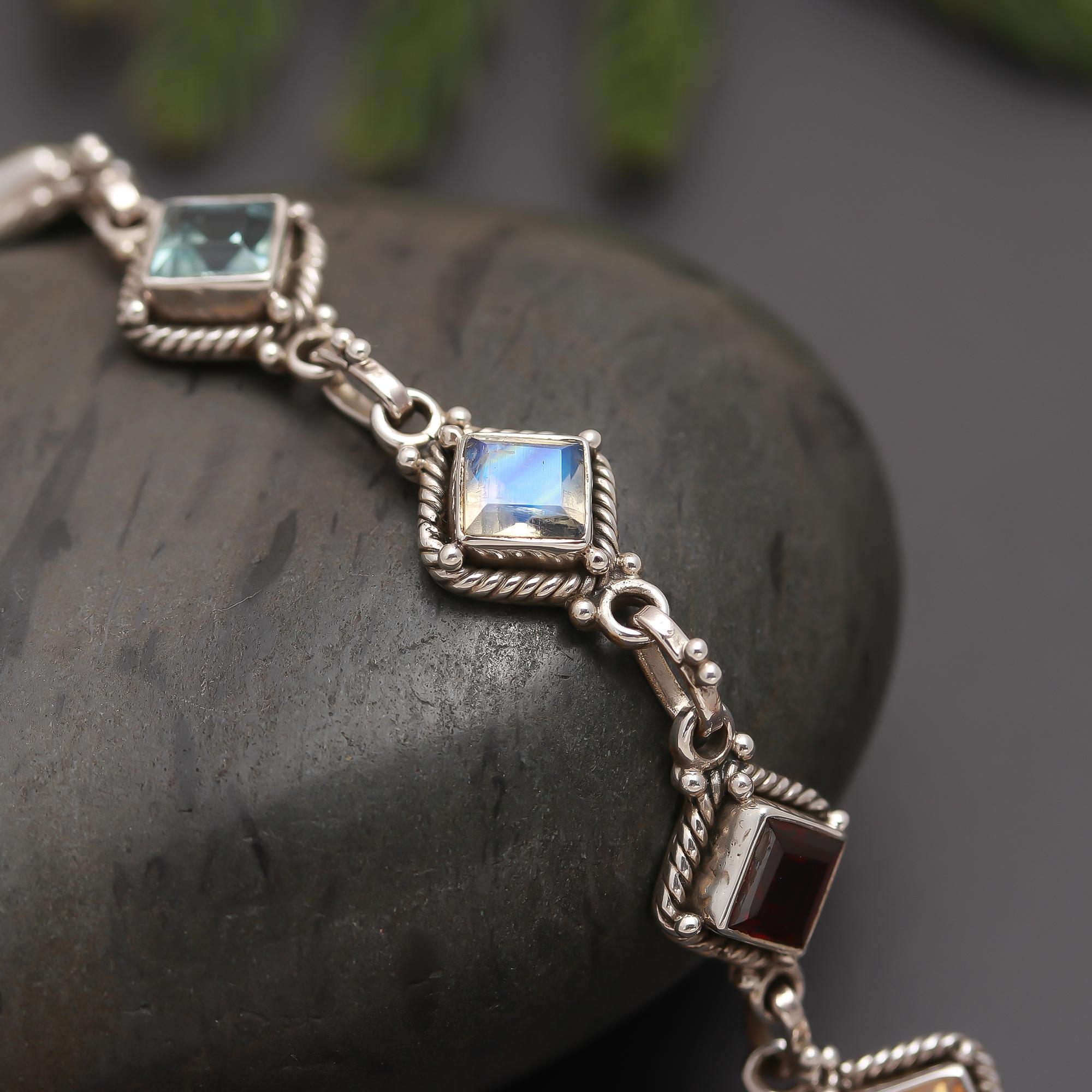 925 Silver Multi-Gemstone Bracelet