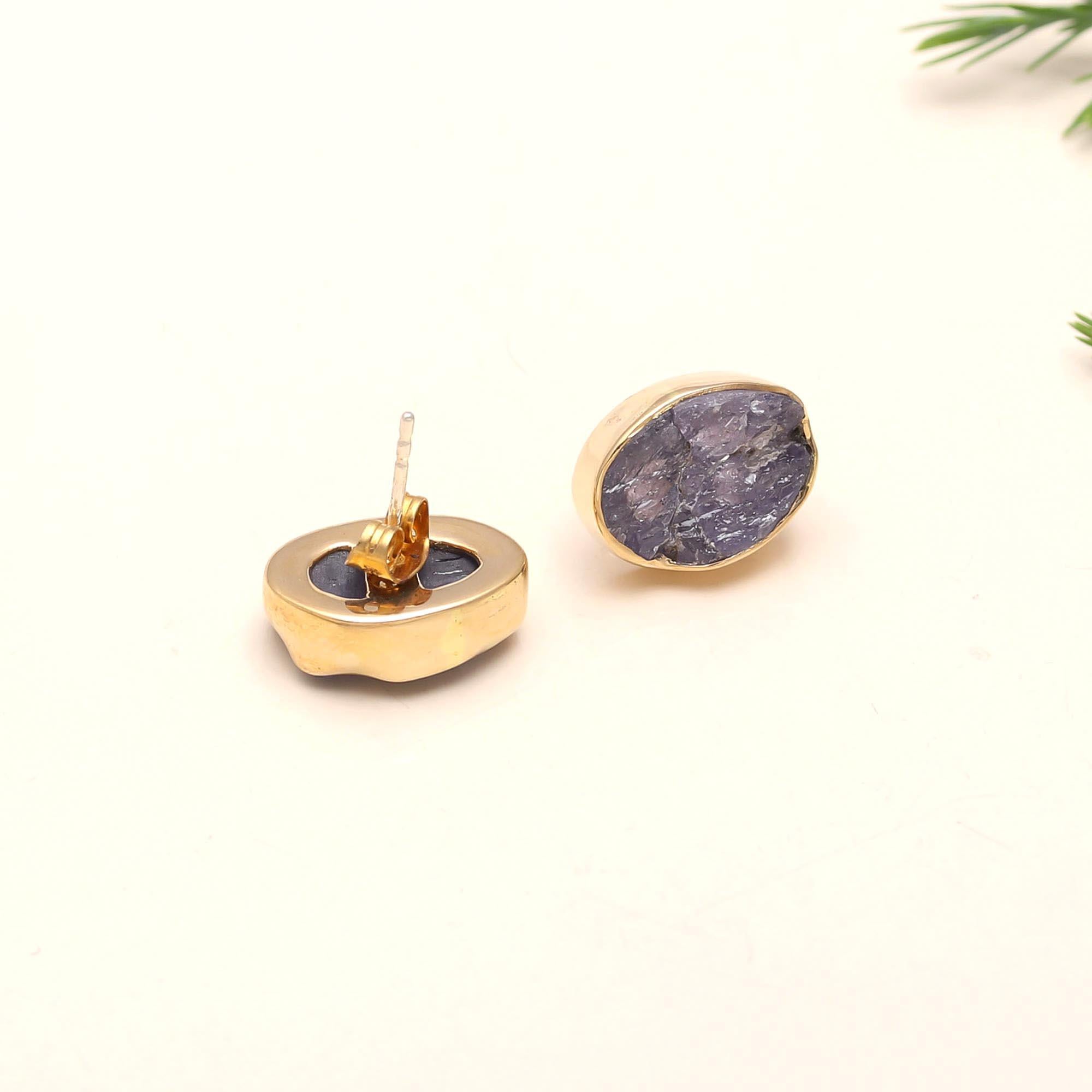 Antitarnish Brass Tanzanite Stud Earrings