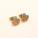 Antitarnish Brass Turquoise Stud Earrings