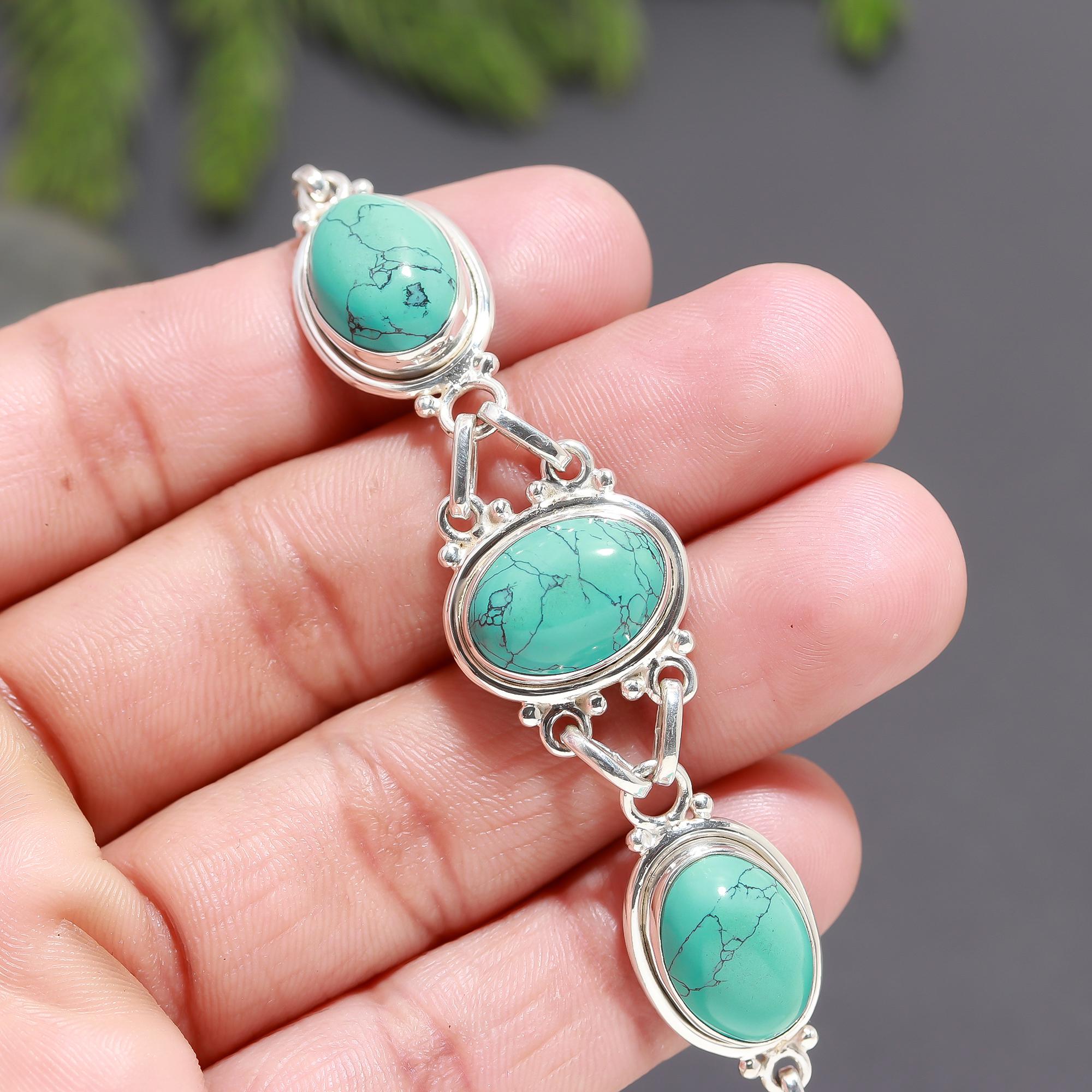 925 Silver Oval Turquoise Bracelet