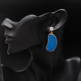 Leaf Stud Earrings with Blue Agate and Black Onyx