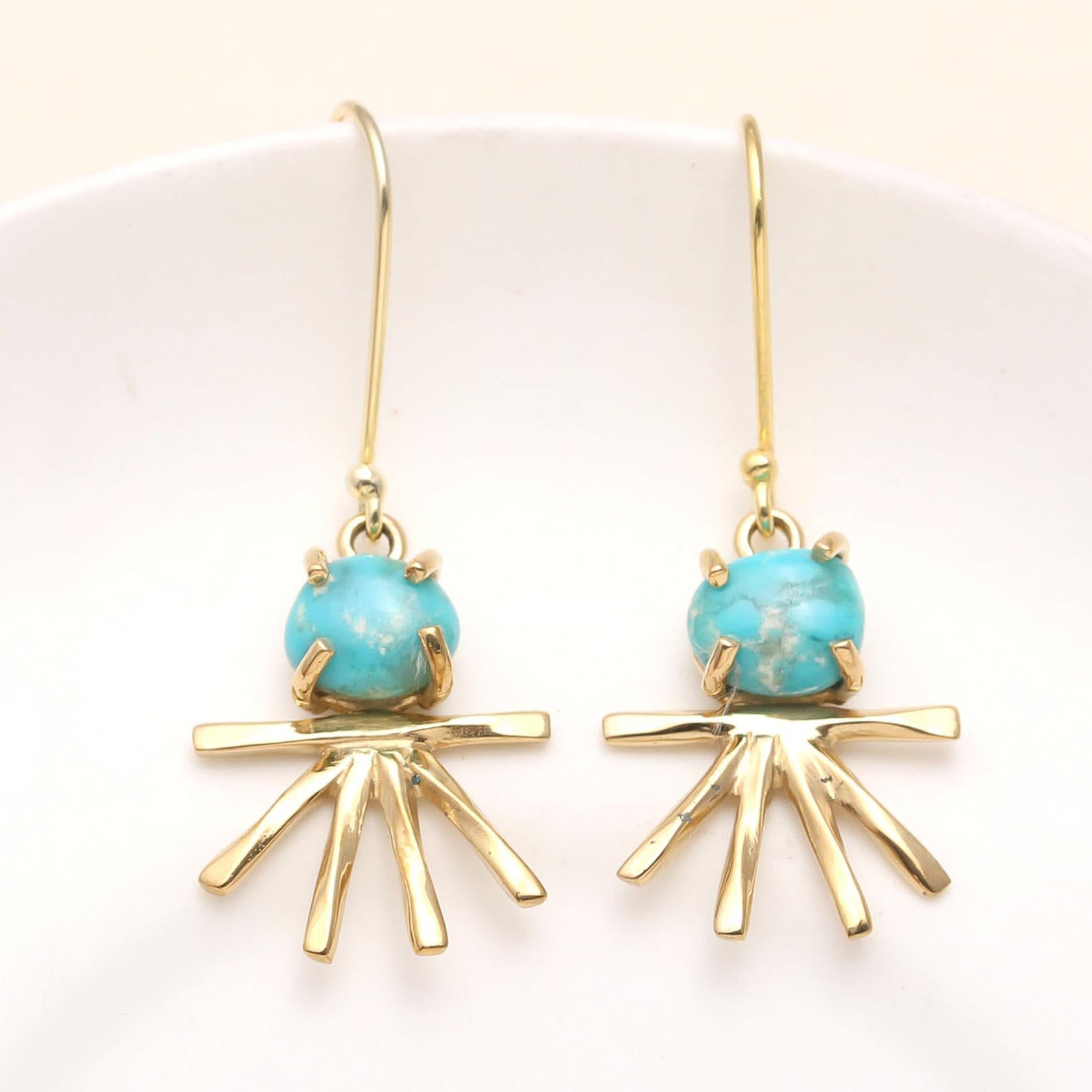 The Solar Turquoise: Ray Fringe Drop Earrings