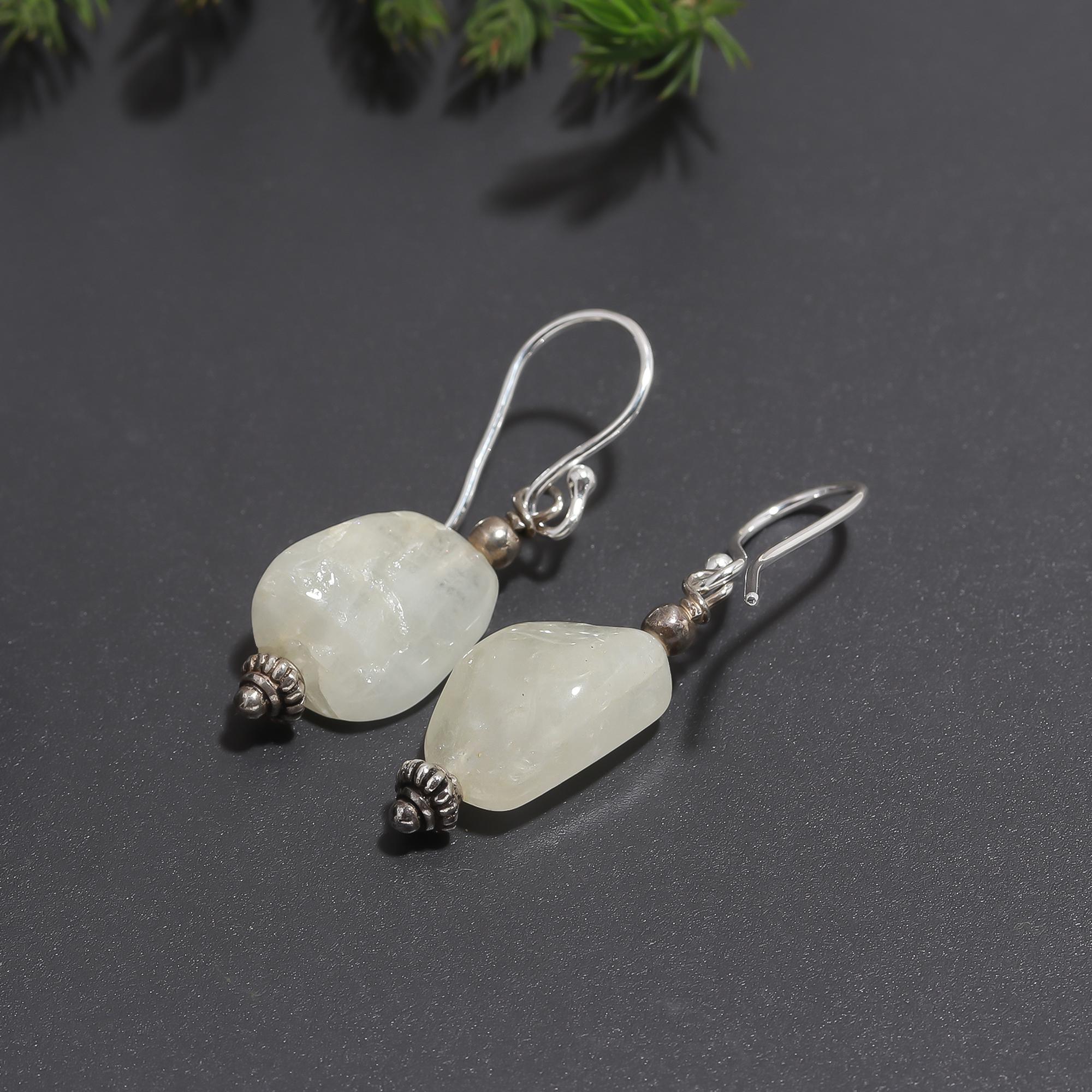 925 Silver Moonstone Dangle Earrings