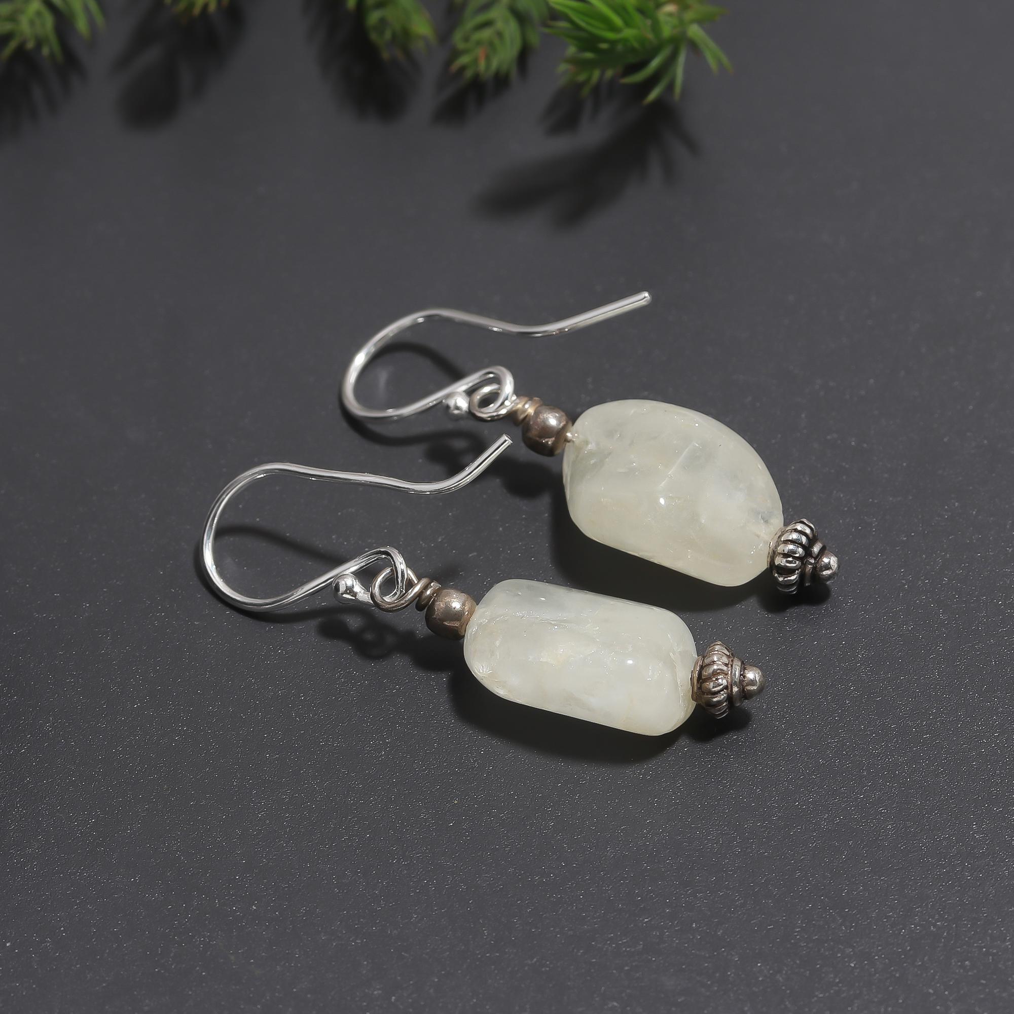 925 Silver Moonstone Dangle Earrings