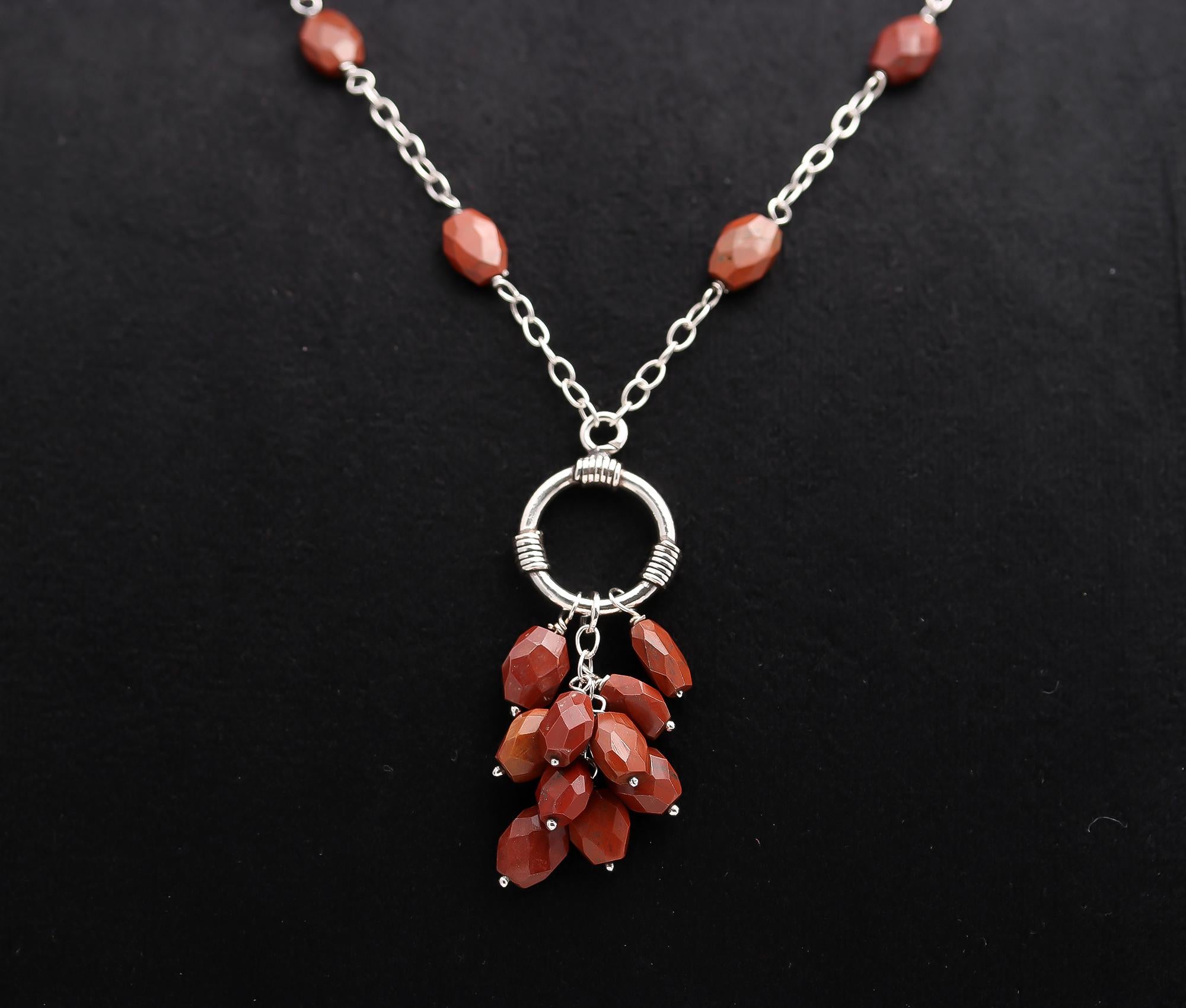 925 Silver Red Jasper Pendant Necklace