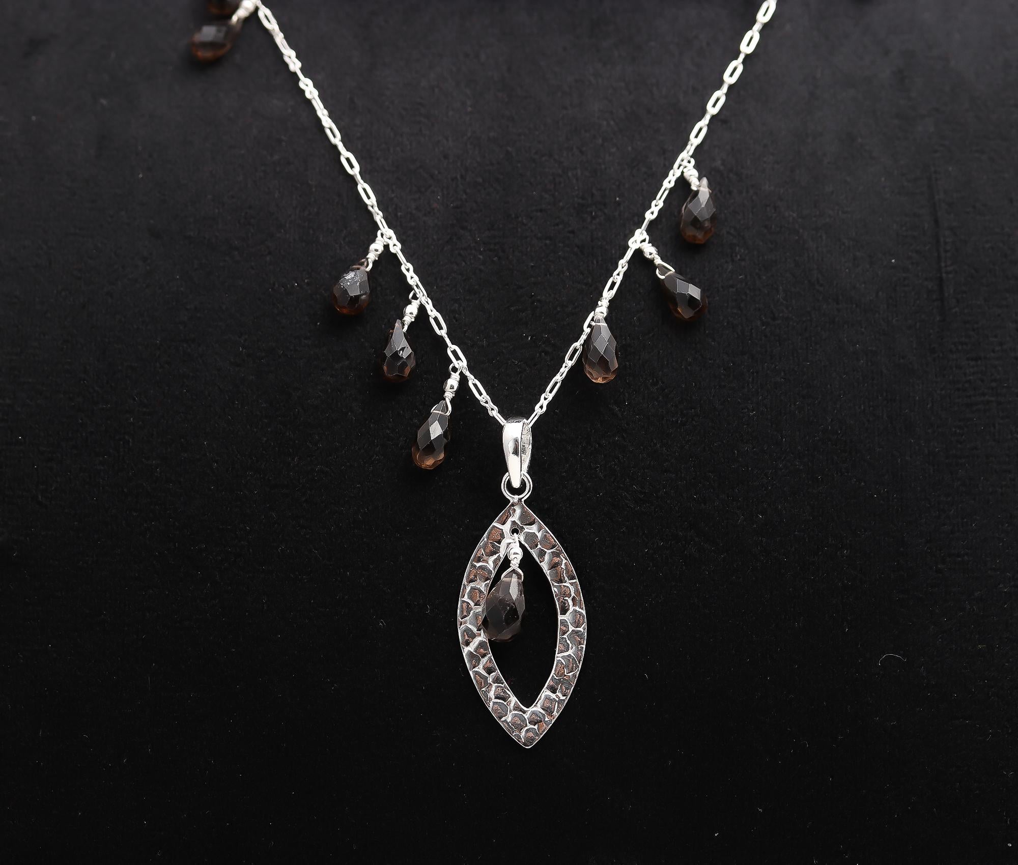 925 Silver Smoky Quartz Pendant Necklace