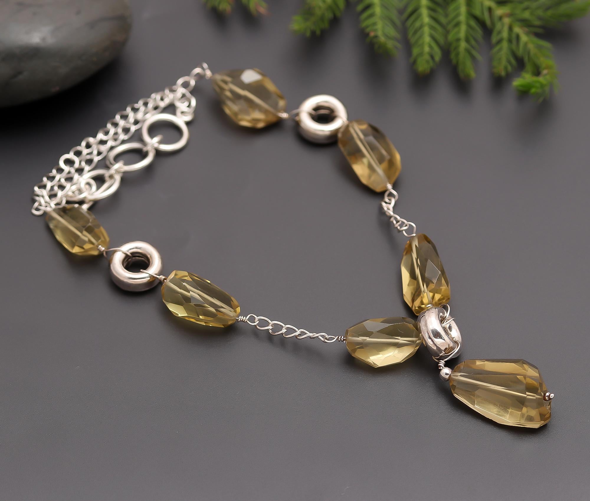925 Silver Lemon Quartz Beads Necklace
