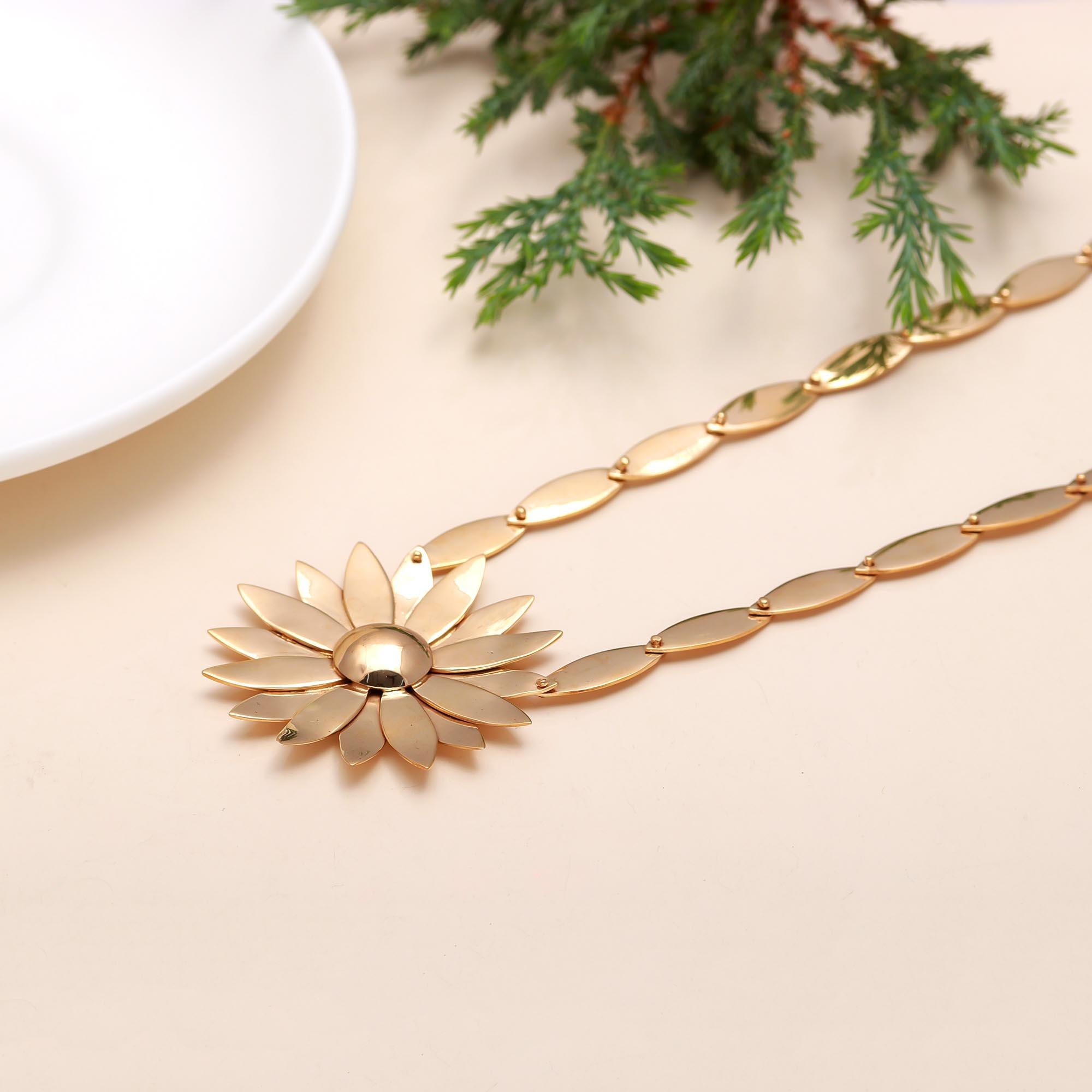 Designer Brass Flower Necklace