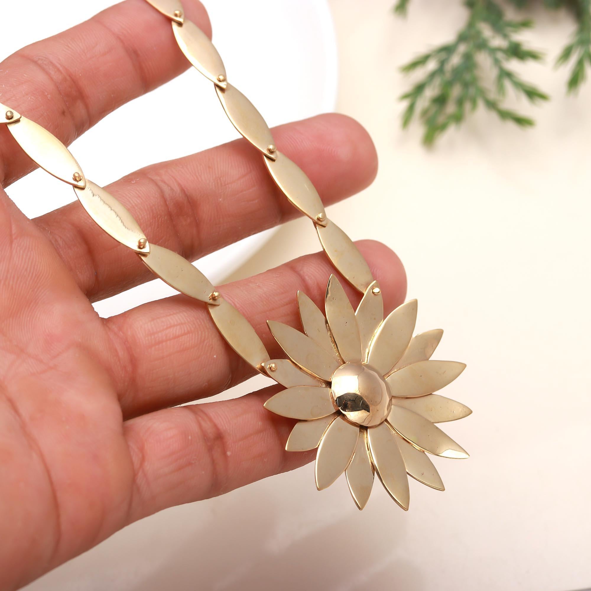 Designer Brass Flower Necklace