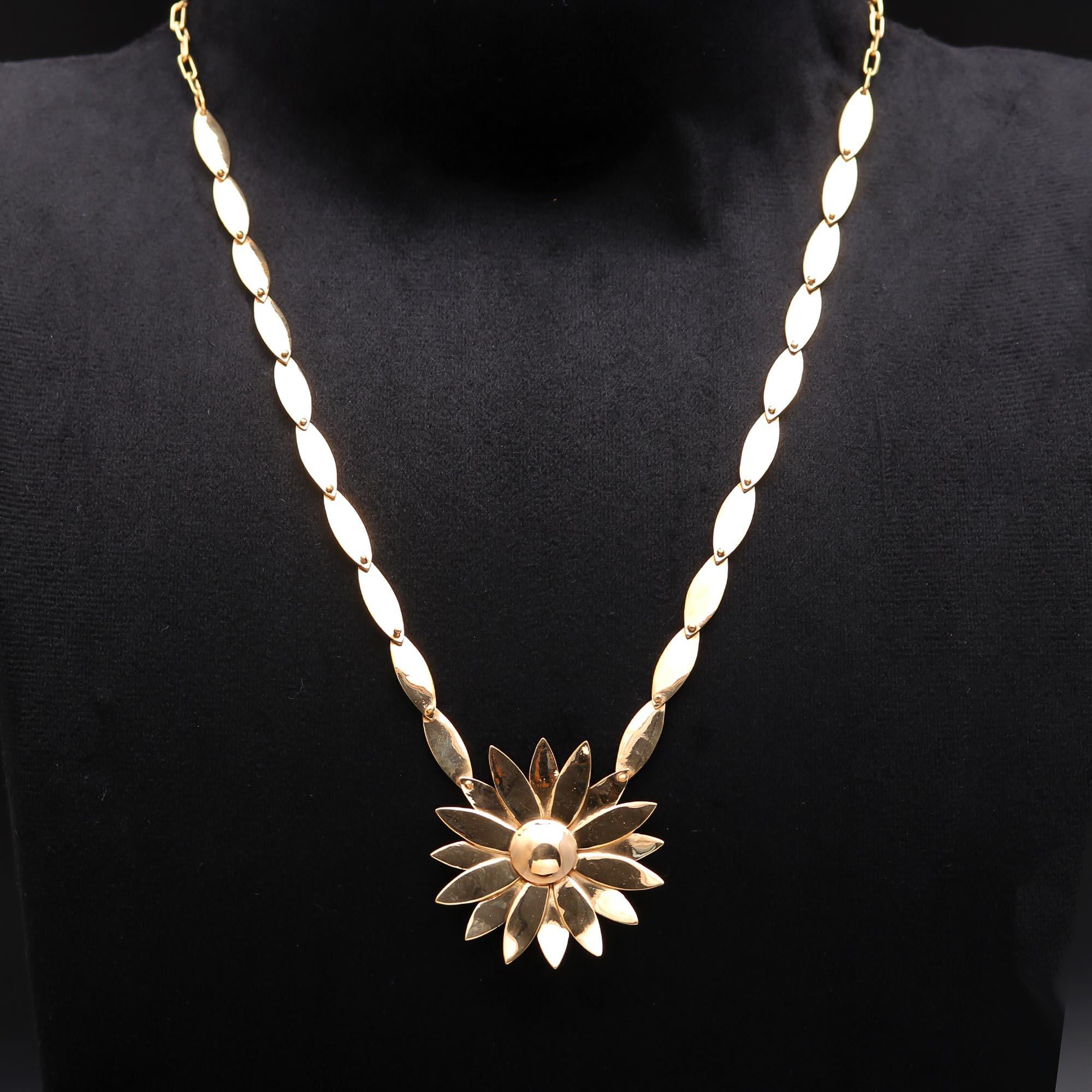 Designer Brass Flower Necklace