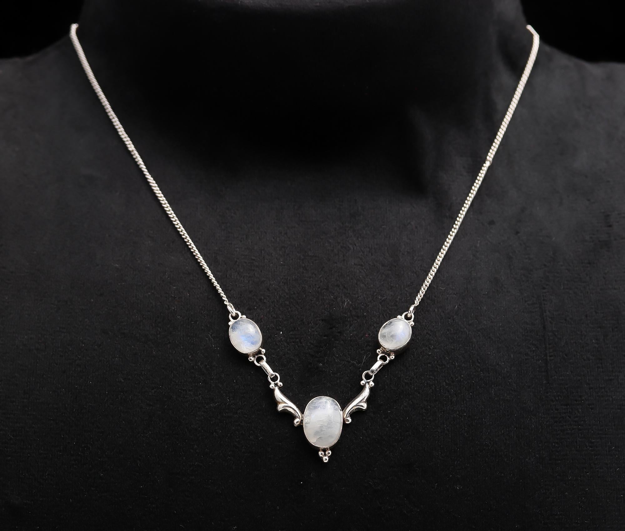 925 Silver Rainbow Moonstone Necklace