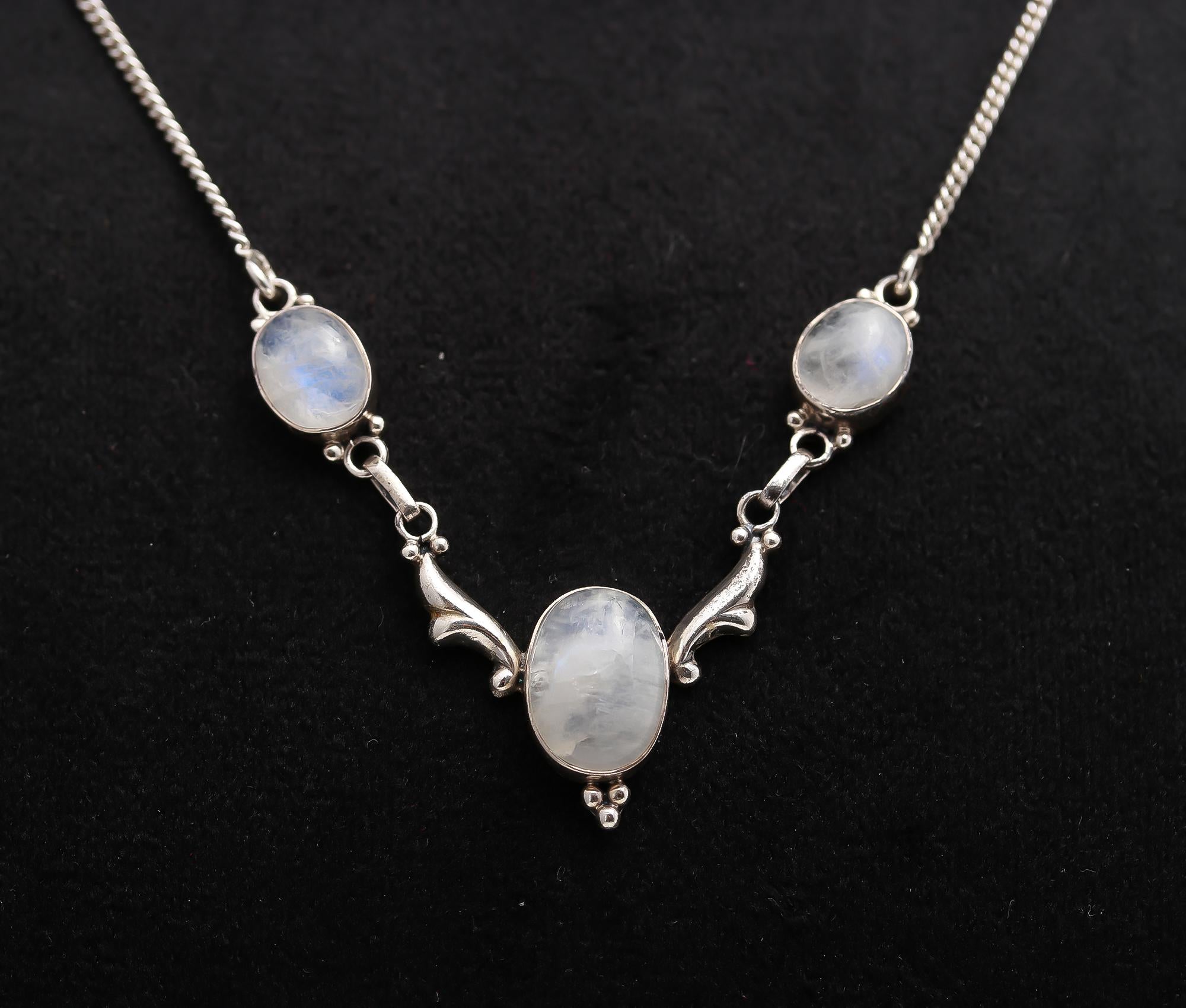925 Silver Rainbow Moonstone Necklace