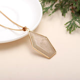 Designer Brass Pentagon Necklace with Golden Rutilated Quartz