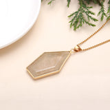 Designer Brass Pentagon Necklace with Golden Rutilated Quartz