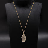 Designer Brass Pentagon Necklace with Golden Rutilated Quartz