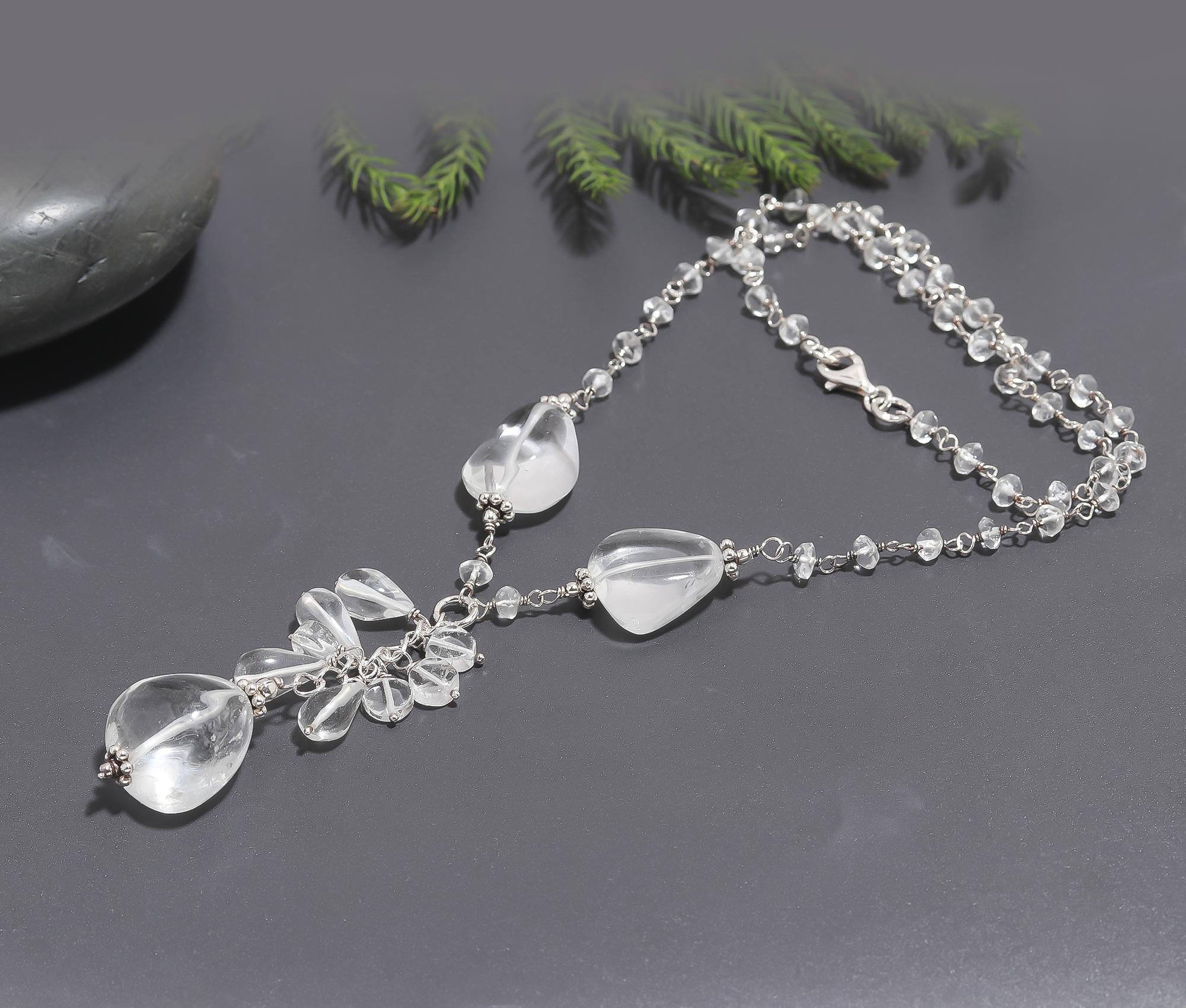 925 Silver Clear Quartz Pendant Necklace