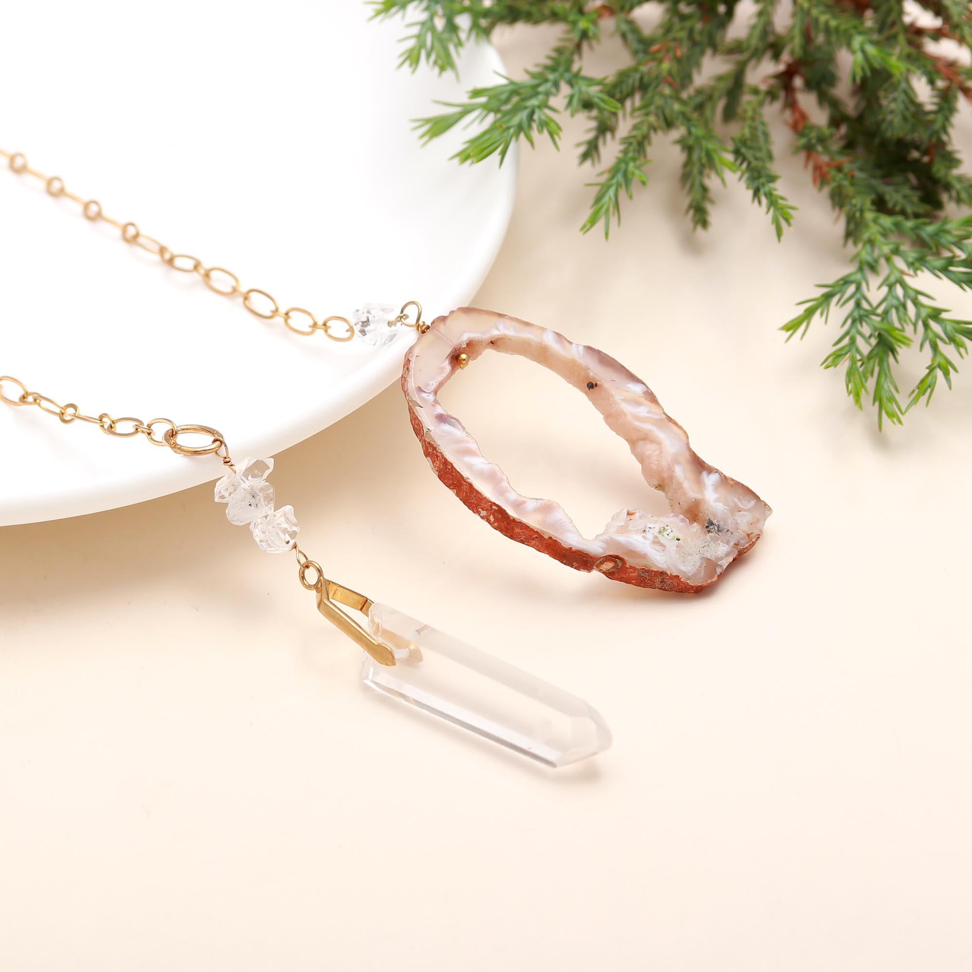 925 Silver Agate Slice Necklace