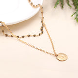 Antitarnish Brass Coin Necklace with Pyrite Gemstone