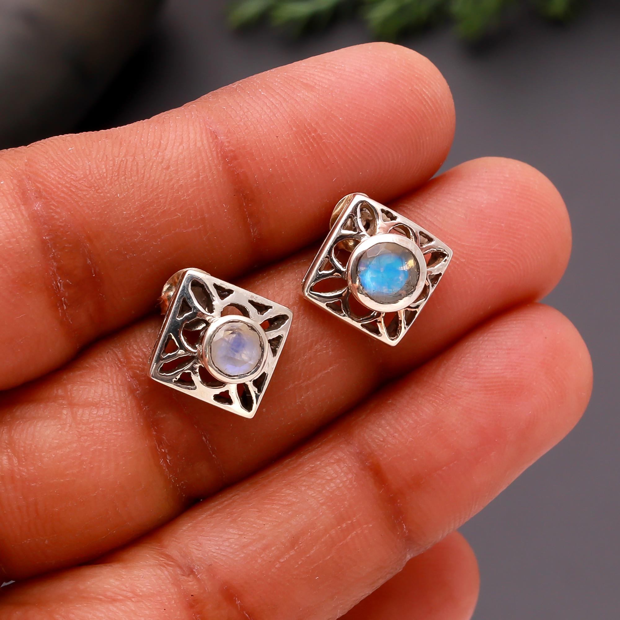 The Moonstone Lattice: Filigree Halo Silver Studs