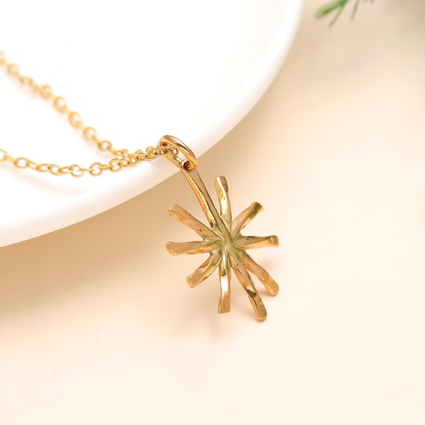 The Solar Ray: Minimal Gold Sunburst Necklace