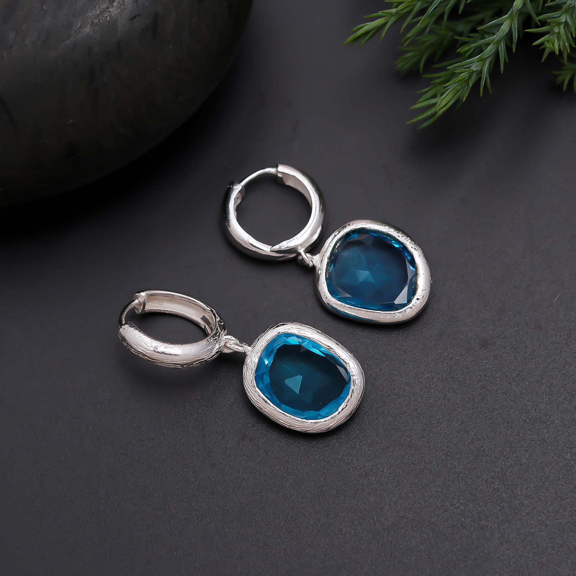 The London Arc: Blue Topaz Silver Earrings