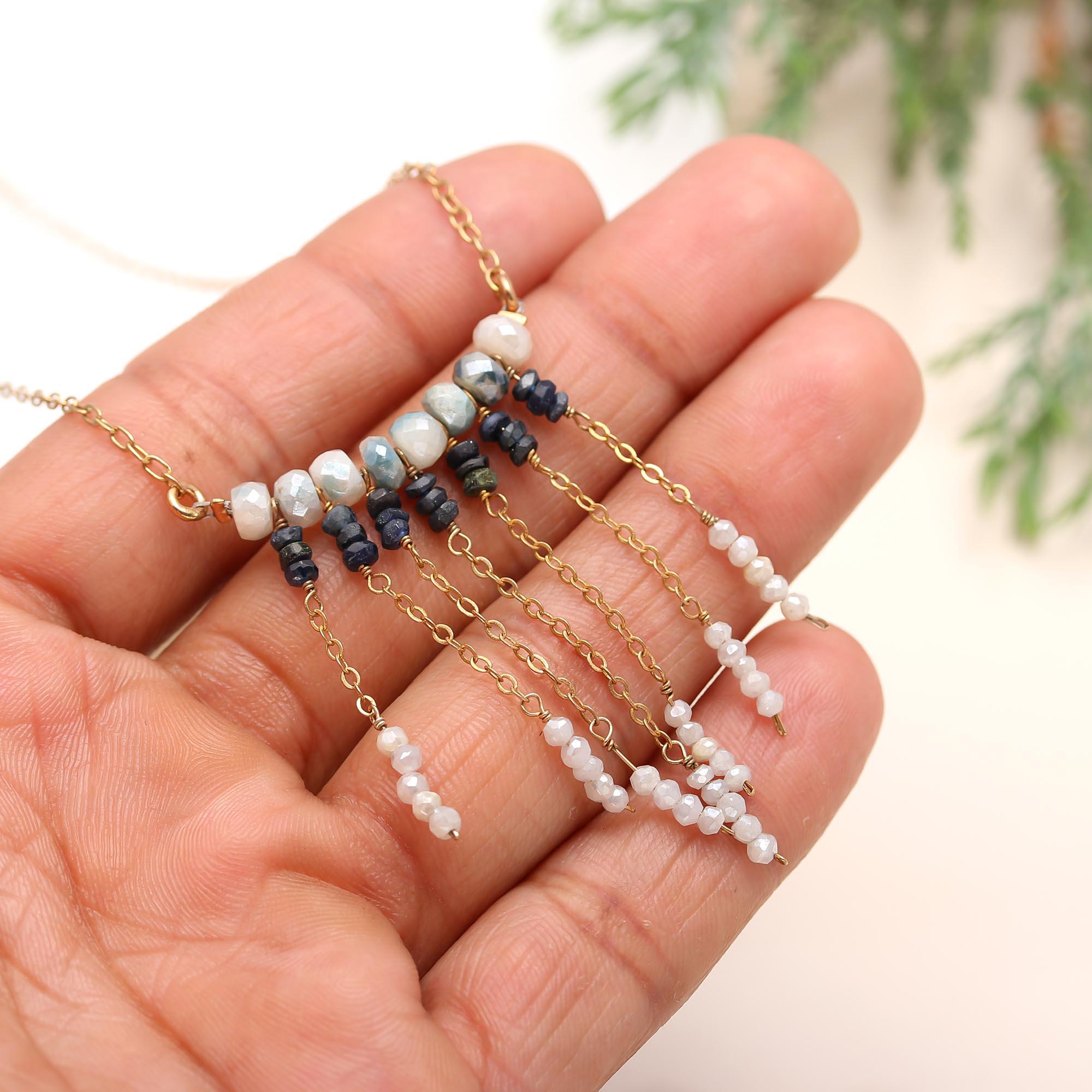925 Silver Multi-Stone Fringe Necklace