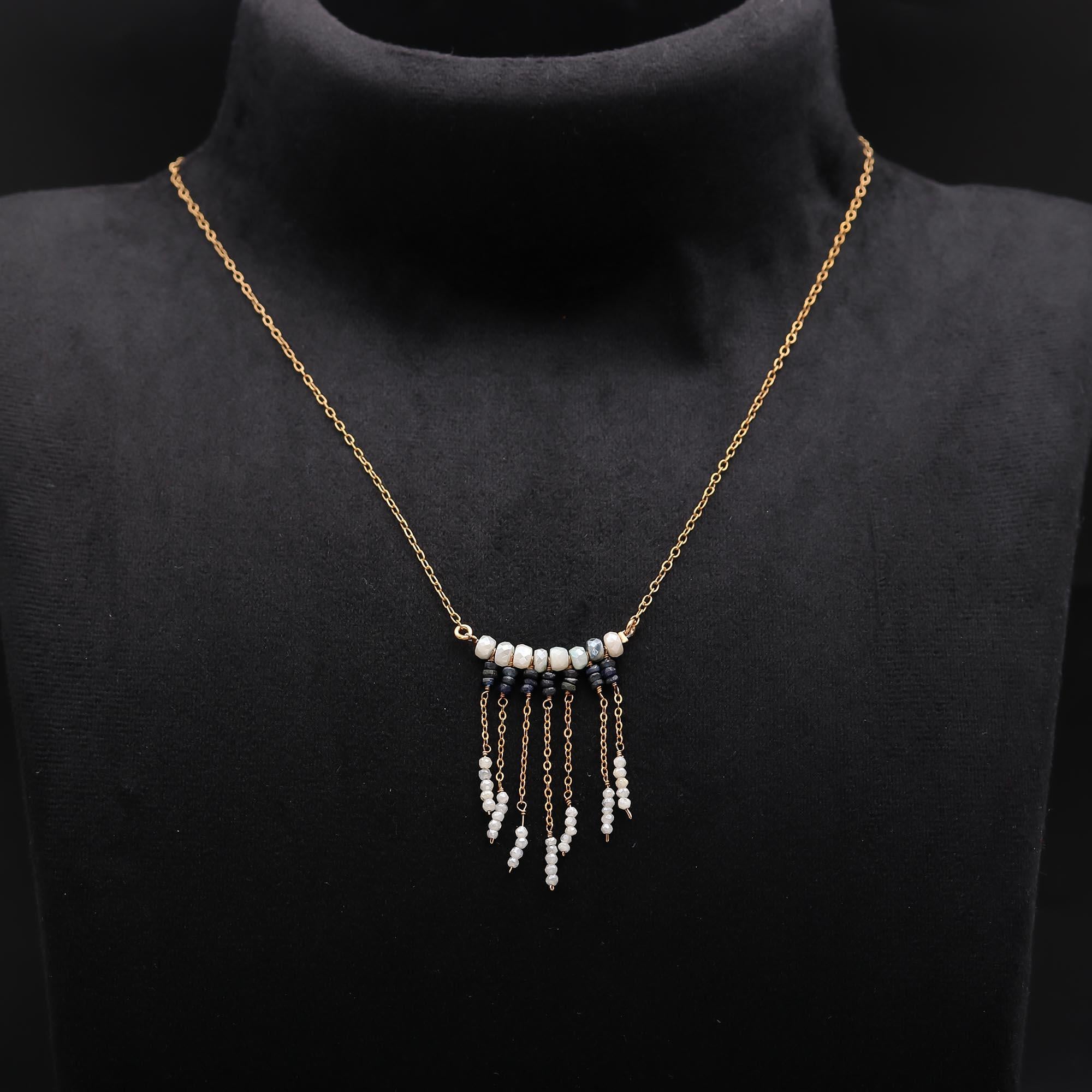 925 Silver Multi-Stone Fringe Necklace