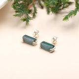 925 Sterling Silver Natural Blue Drusy Stud Earring