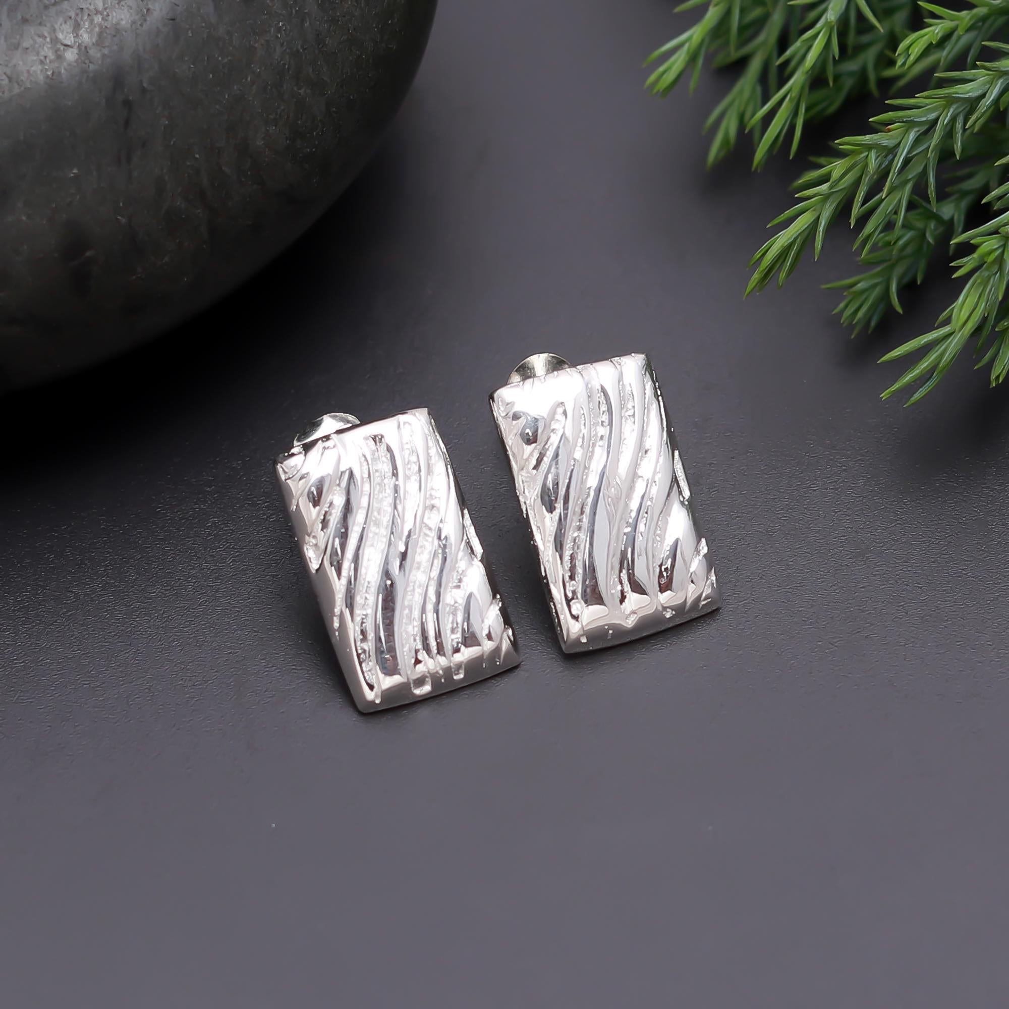 The Zebra Tablet: Silver Etched Statement Studs