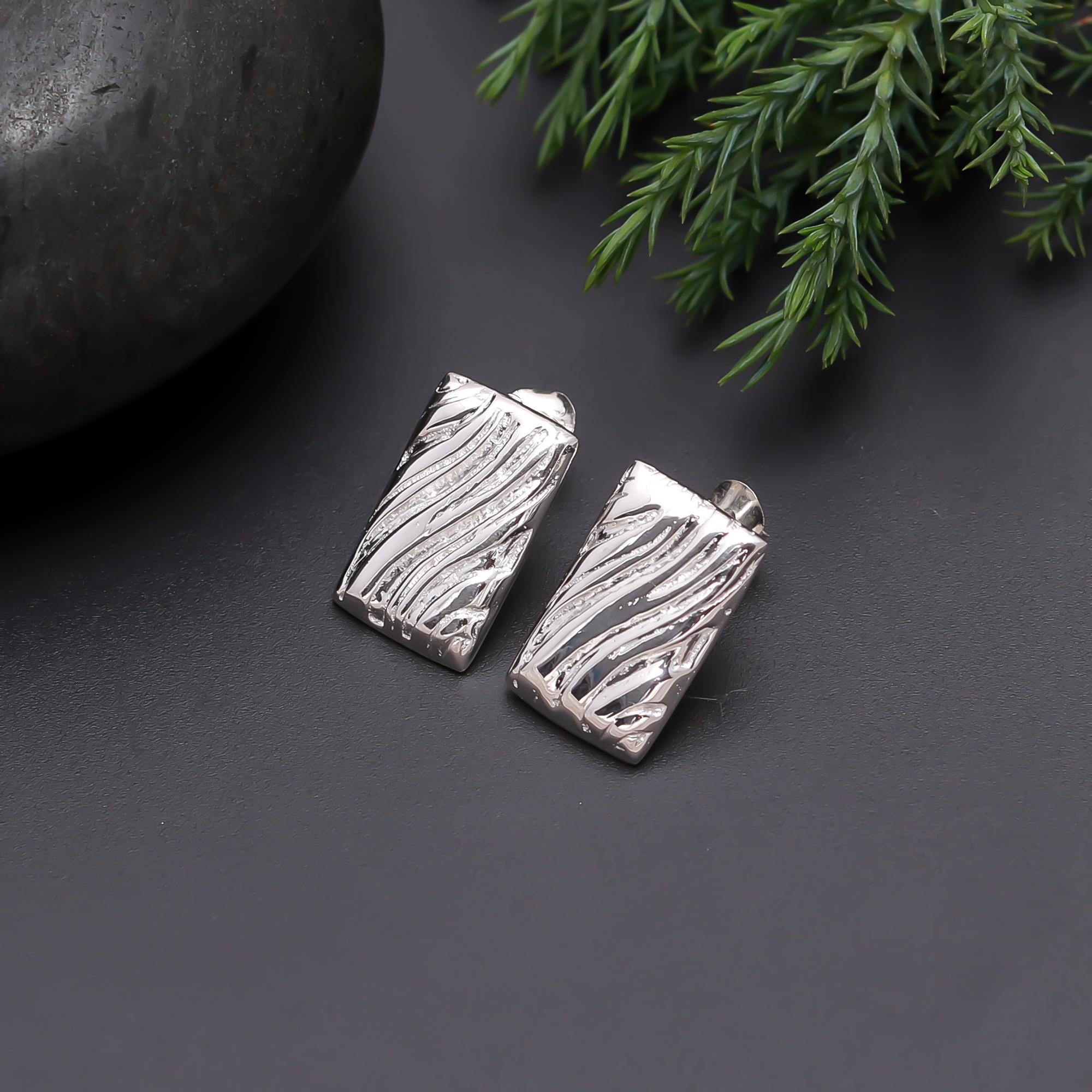 The Zebra Tablet: Silver Etched Statement Studs