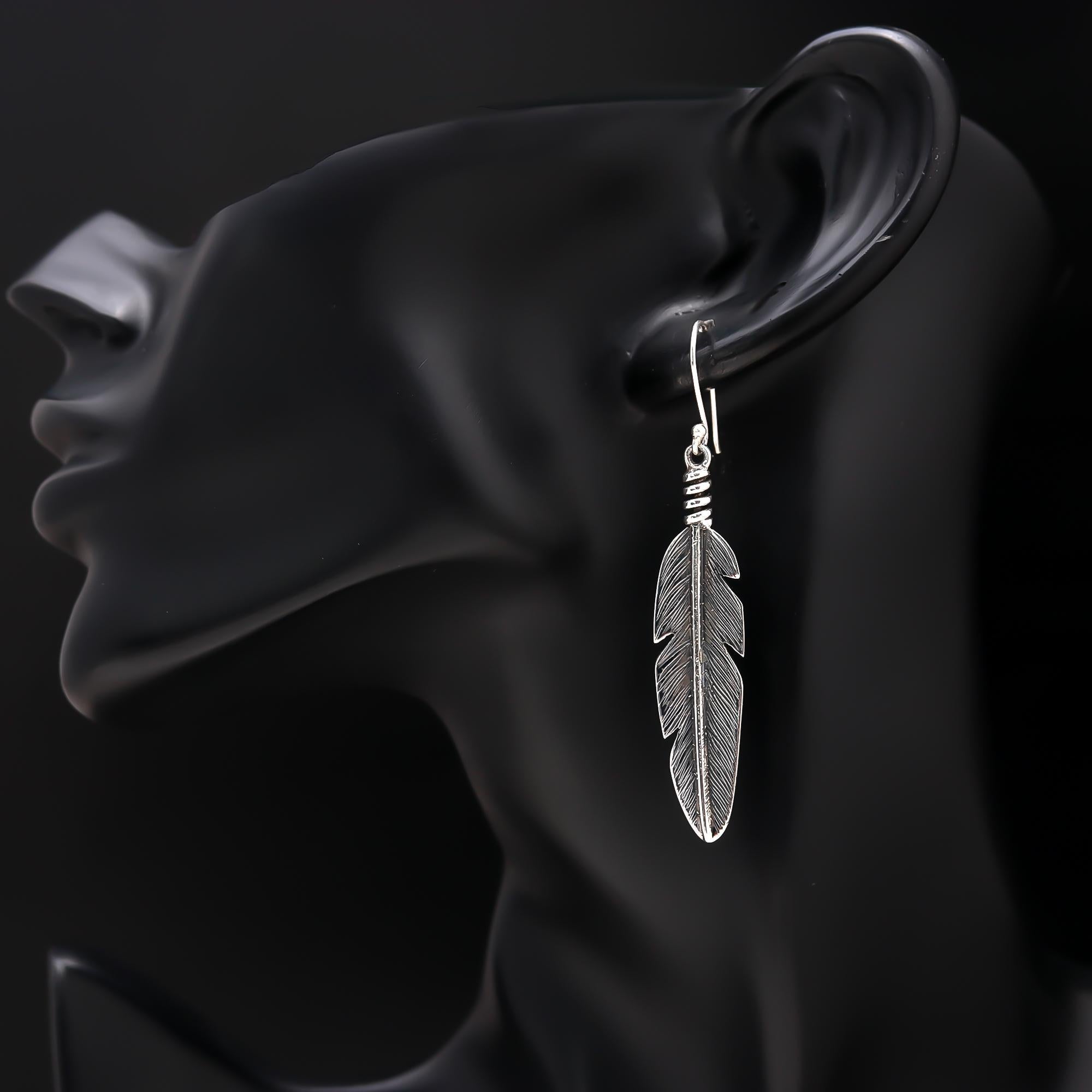 The Wanderlust Feathers: Silver Artisan Textured Earrings