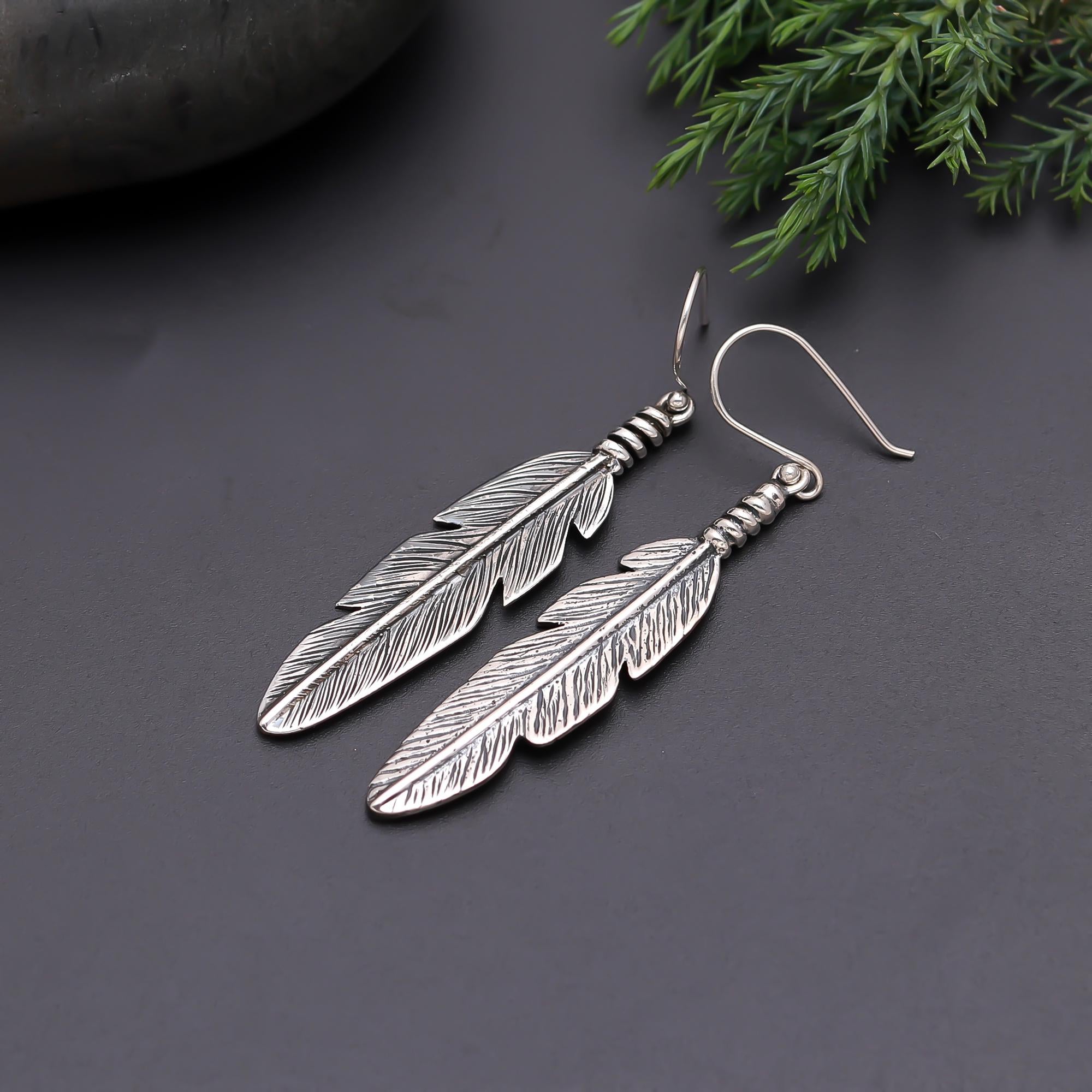 The Wanderlust Feathers: Silver Artisan Textured Earrings
