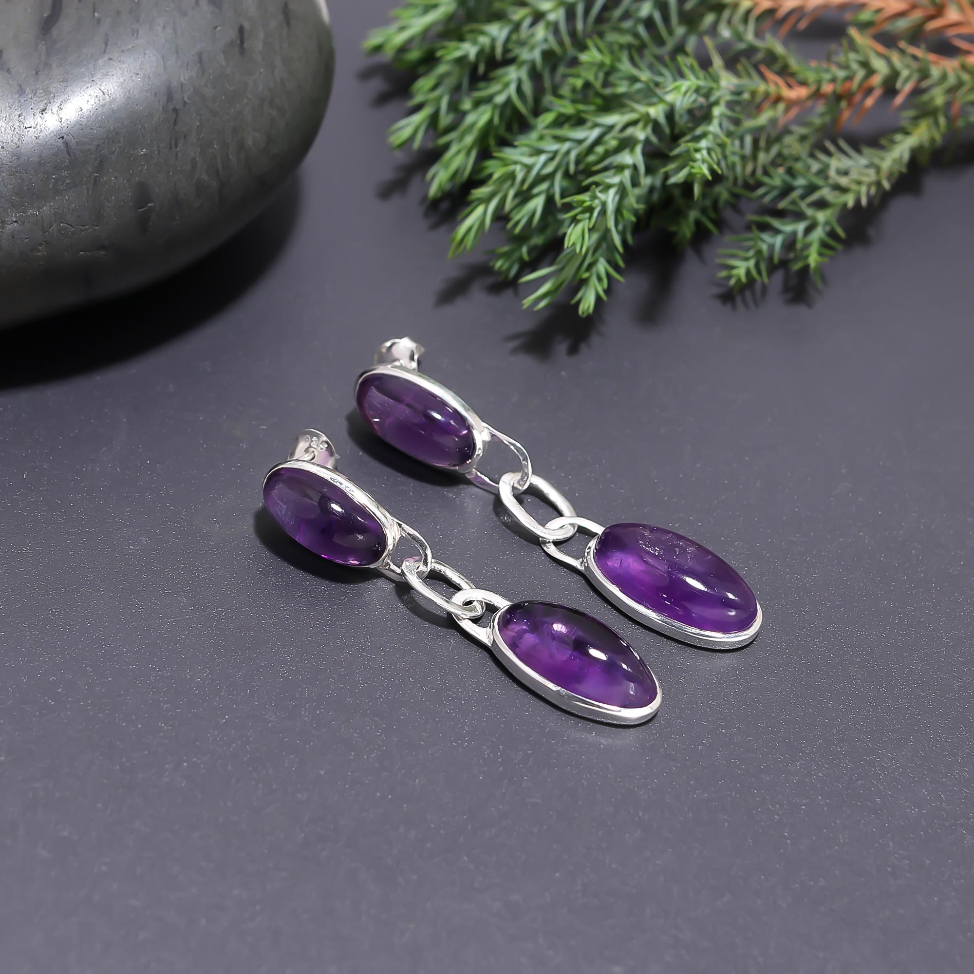 The Amethyst Tier: Silver Articulated Drop Earrings