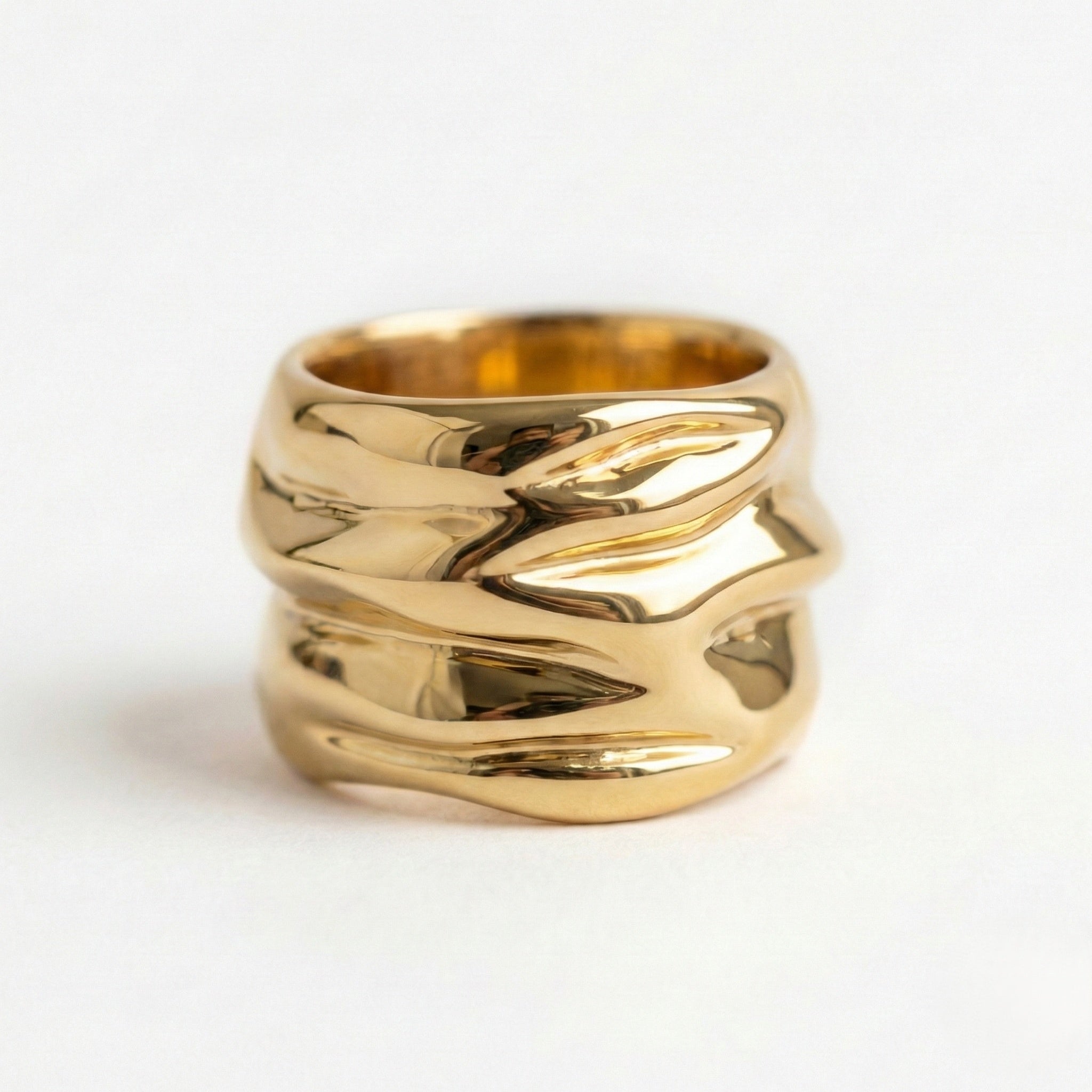 The Molten Tide: Sculptural Wrap Statement Ring