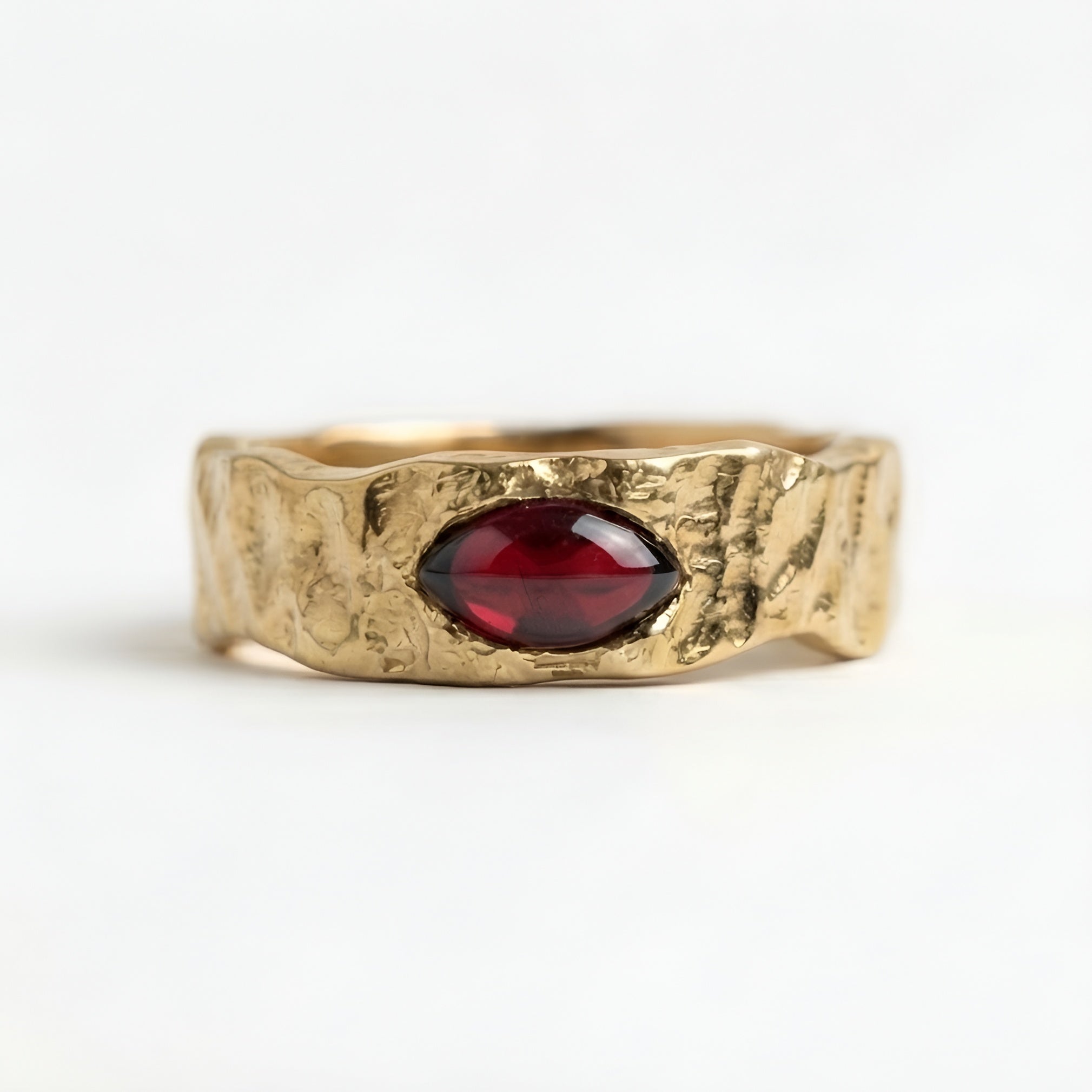The Promethean Garnet: Hammered Band Ring