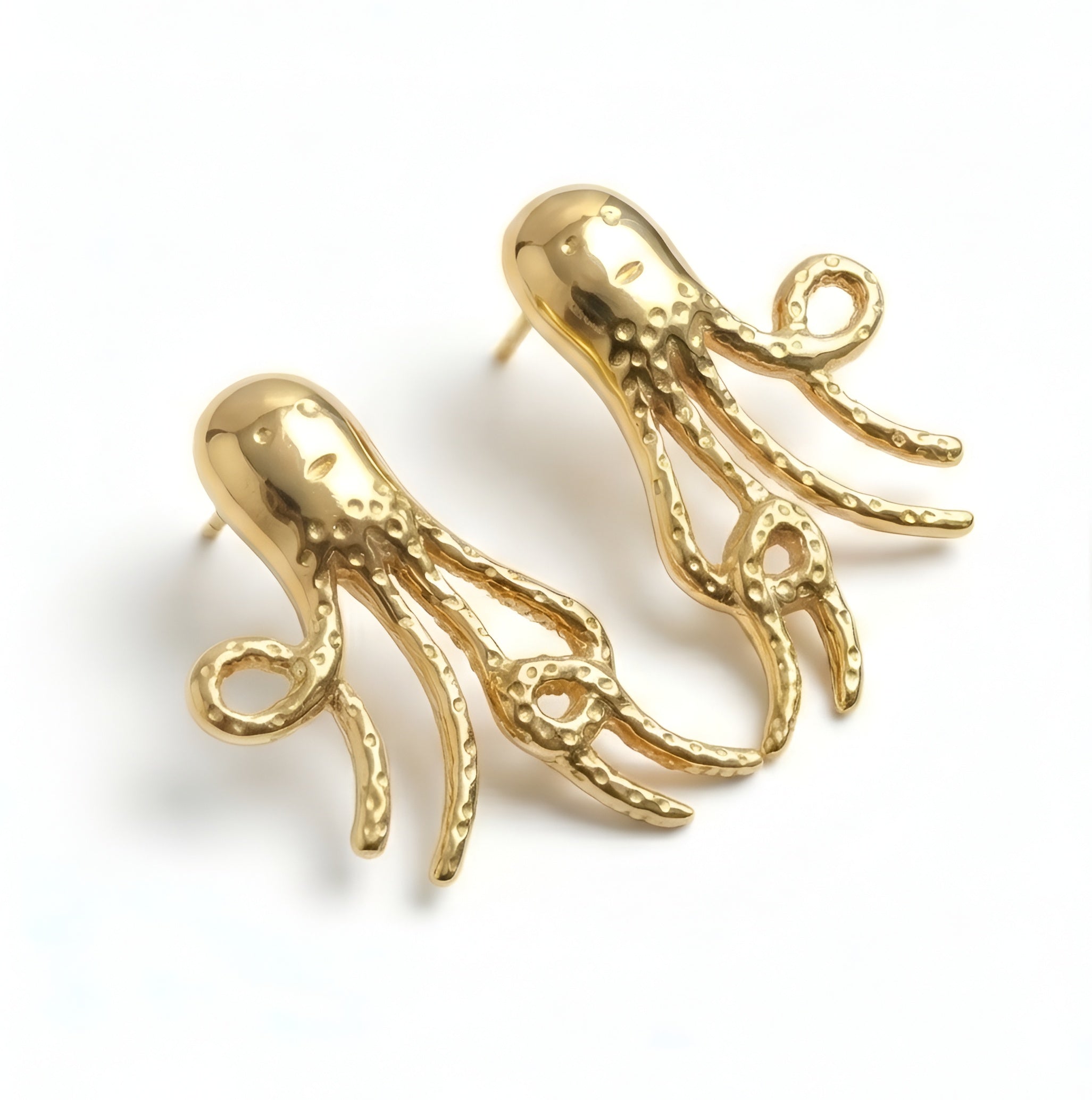 The Kraken's Grace: Sculptural Octopus Stud Earrings