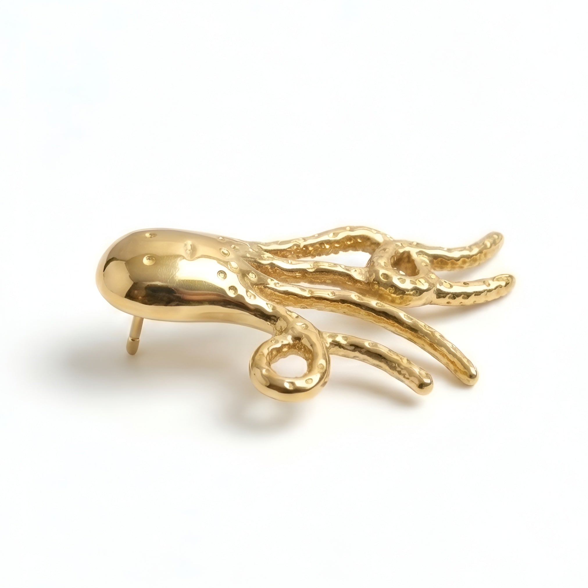 The Kraken's Grace: Sculptural Octopus Stud Earrings