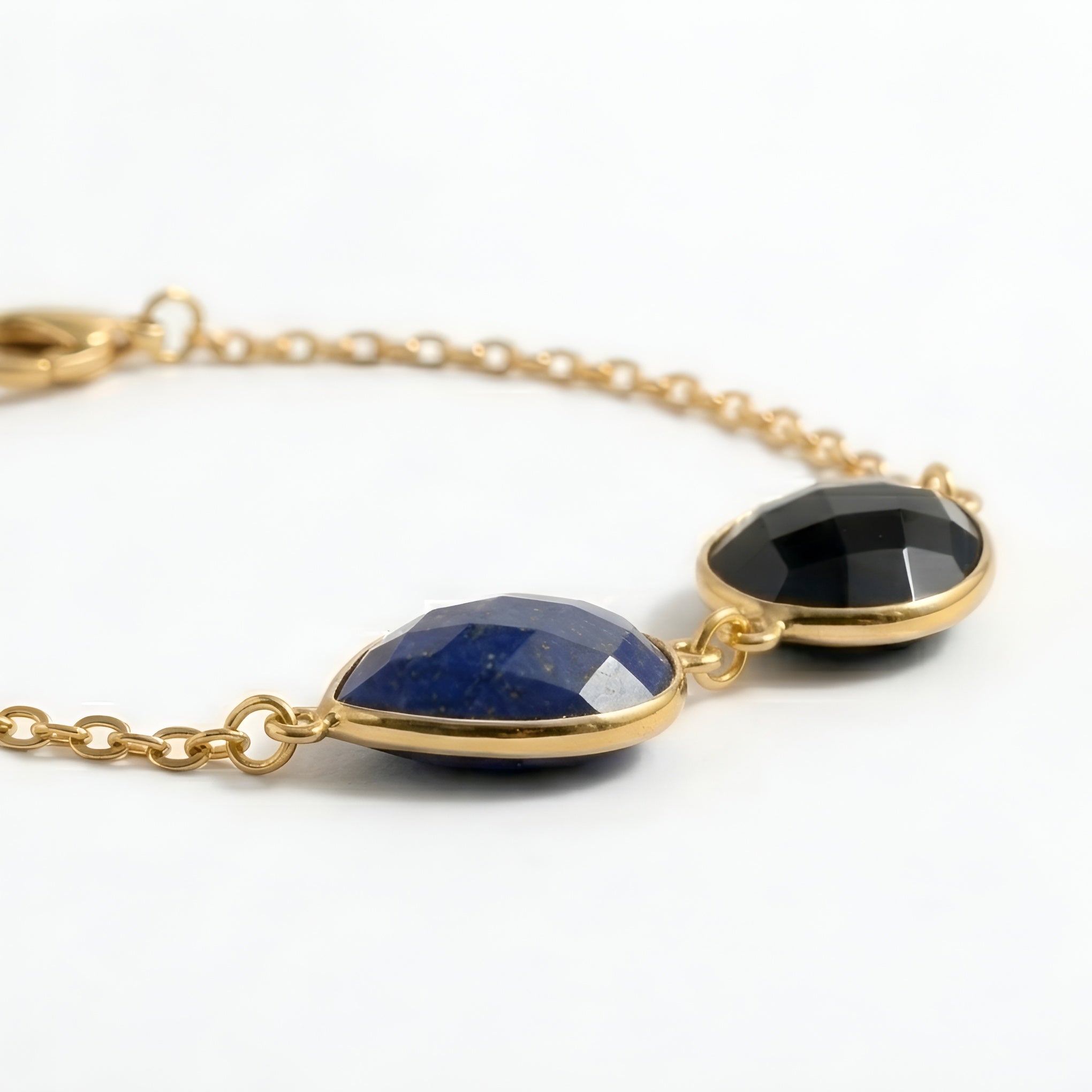 The Midnight Duality: Lapis Lazuli & Black Onyx Bracelet