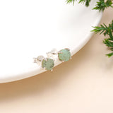 925 Sterling Silver Natural Aqua Drusy Stud Earring with Pushbacks