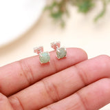 925 Sterling Silver Natural Aqua Drusy Stud Earring with Pushbacks