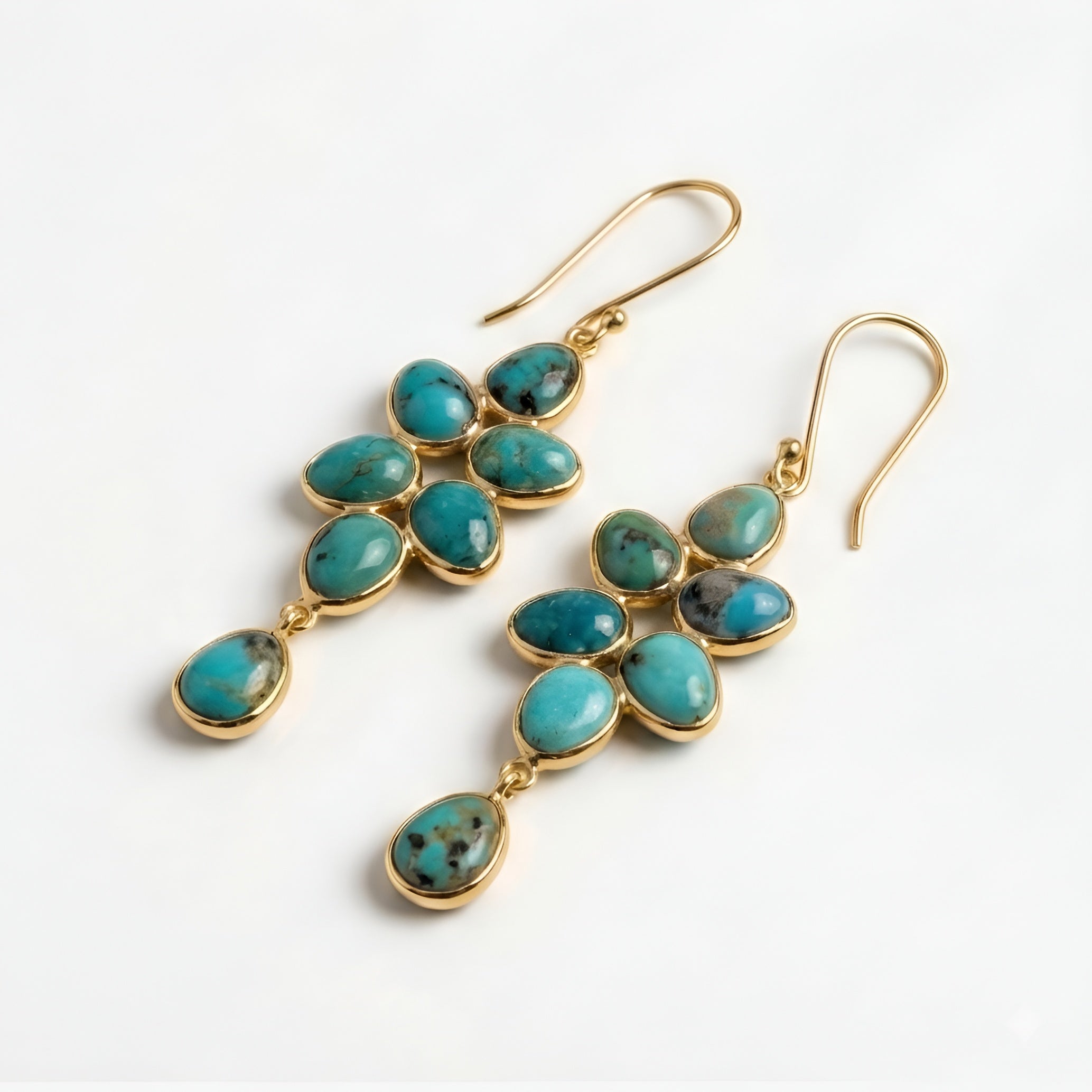 The Navajo Cascade: Turquoise Drop Earrings