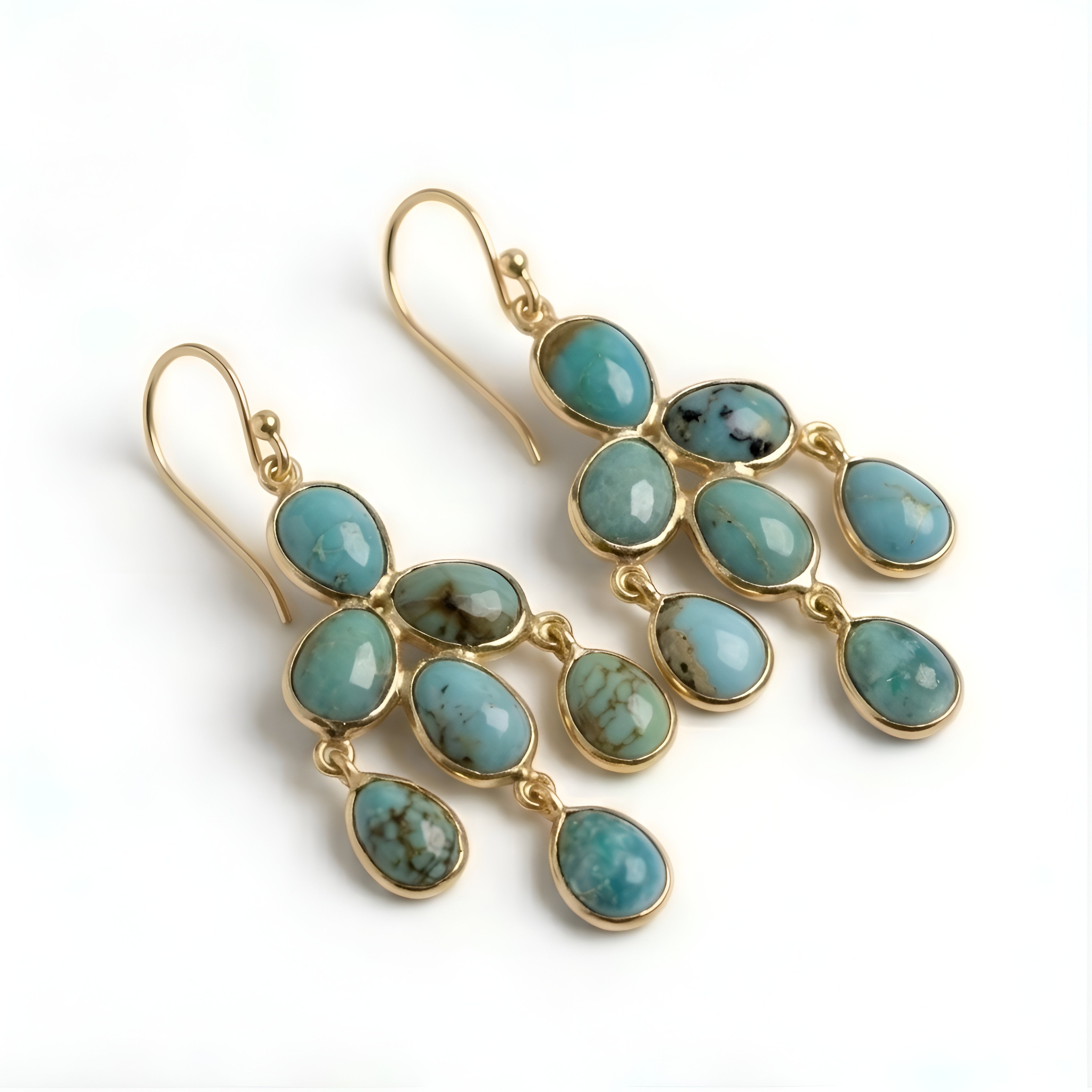The Santa Fe Chandelier: Turquoise Tiered Cascade Earrings