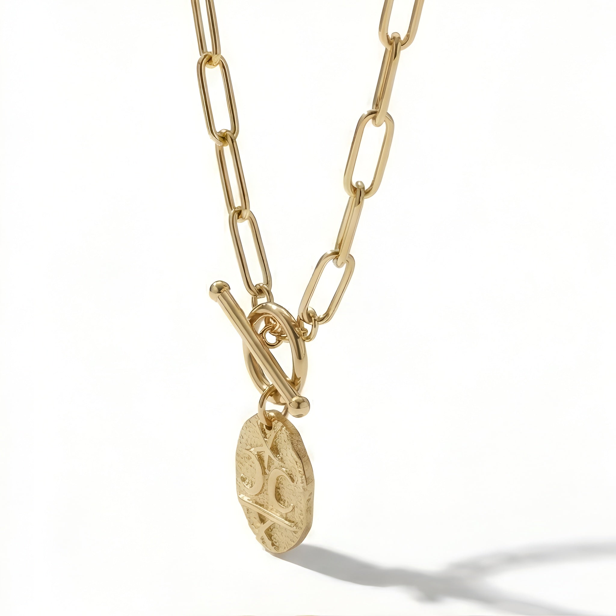 The Alchemist's Seal: Celestial Medallion Paperclip Necklace