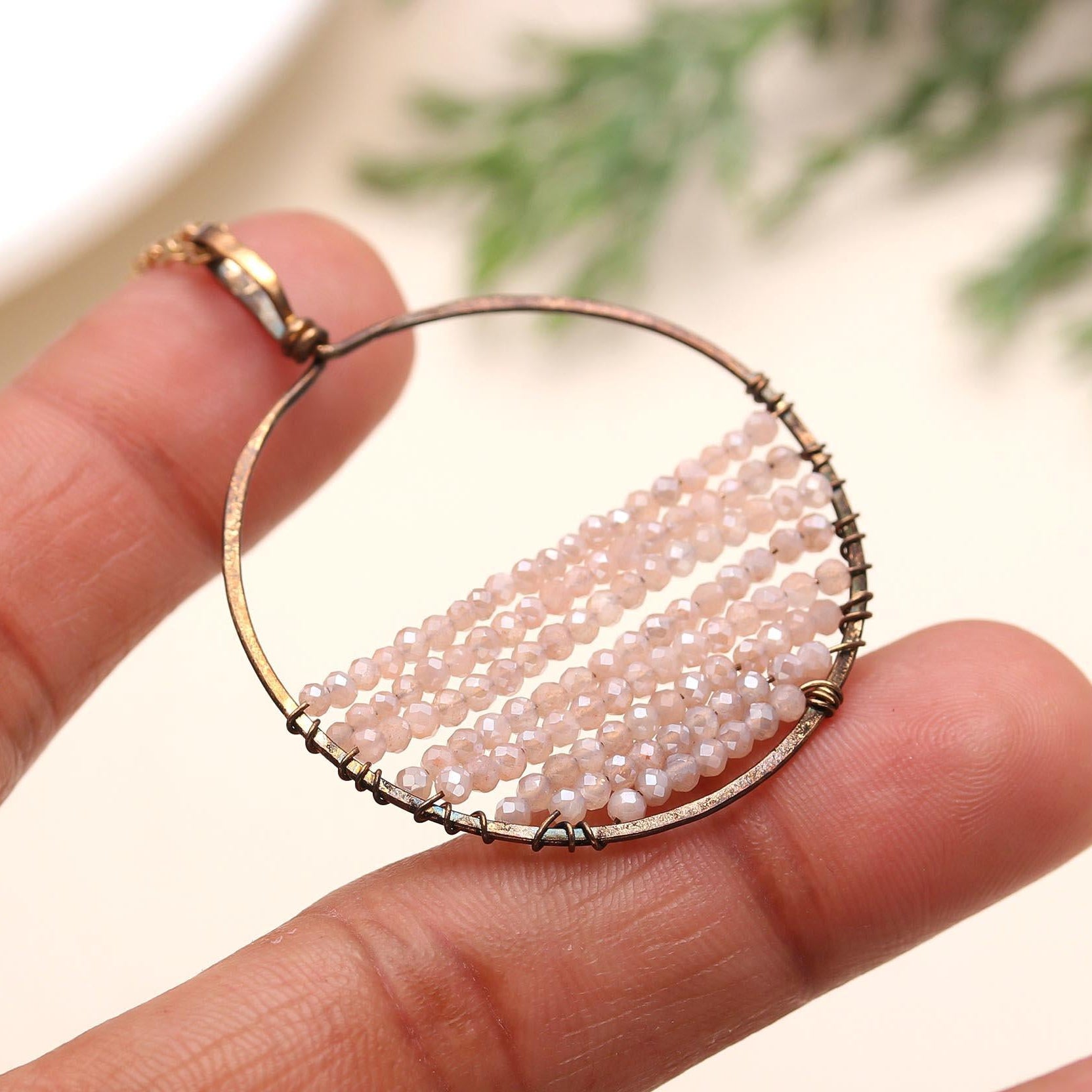 The Sunrise Loop: Pink Crystal Beaded Necklace