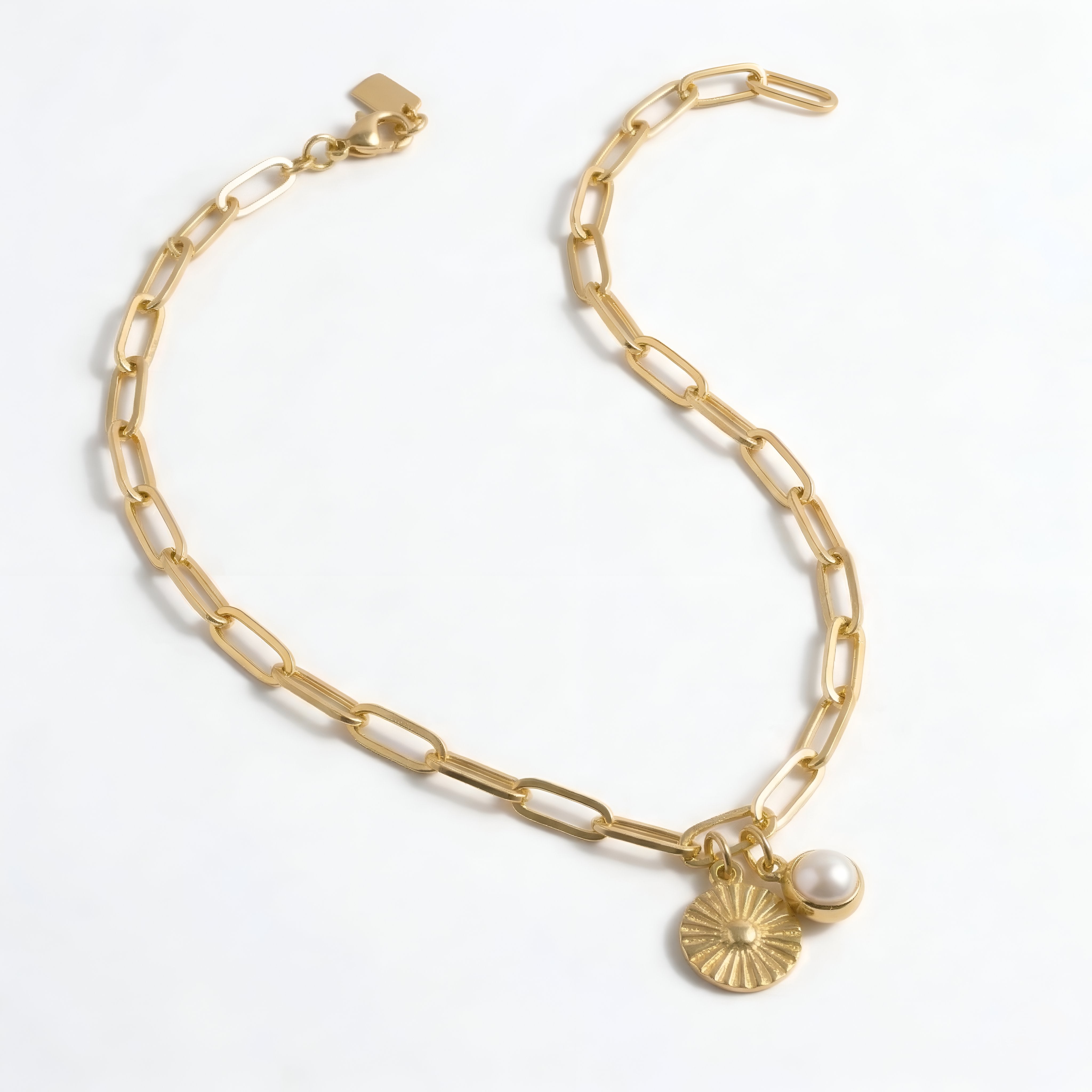 The Soleil Sacré: Sun Medallion & Pearl Paperclip Necklace