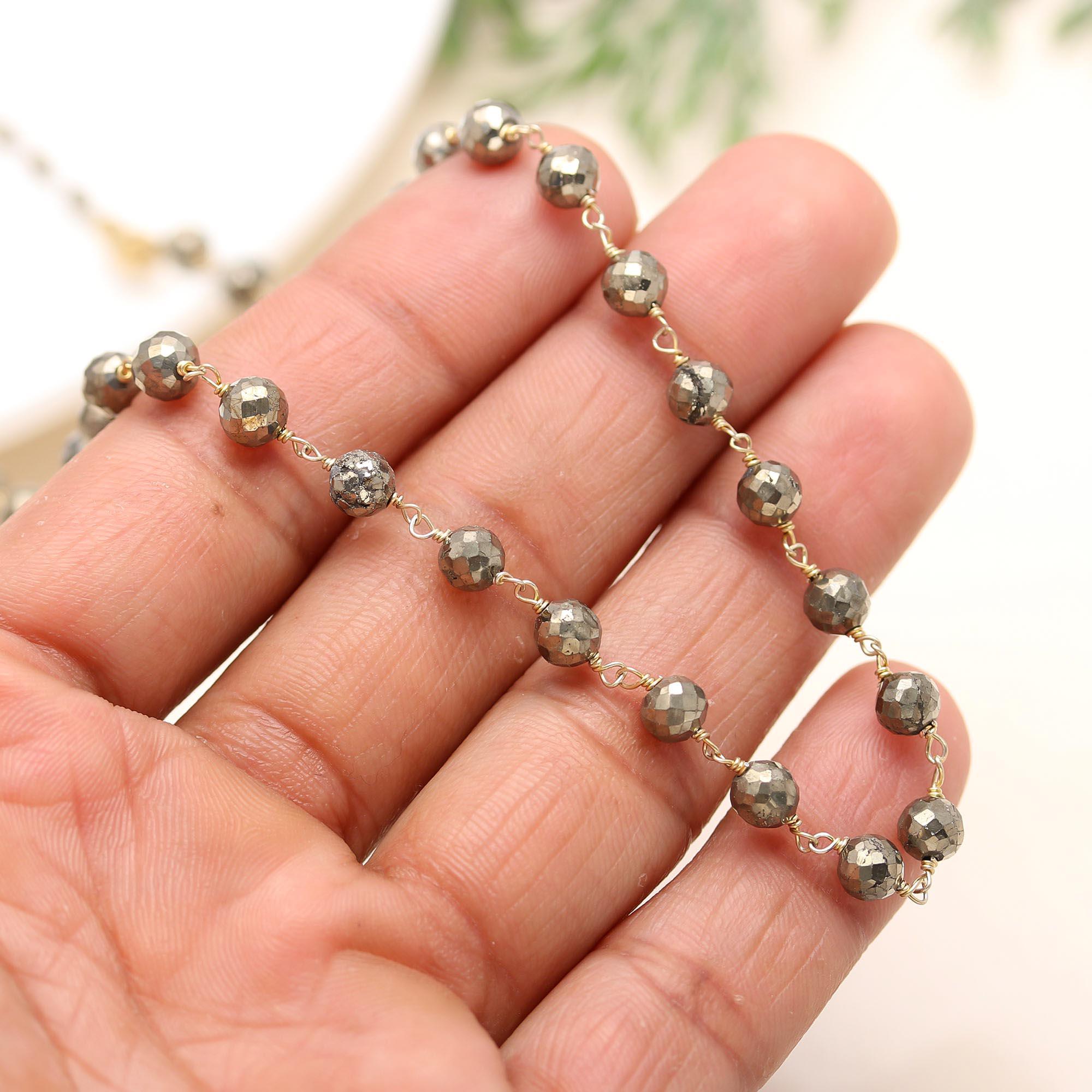 925 Silver Pyrite Beaded Necklace