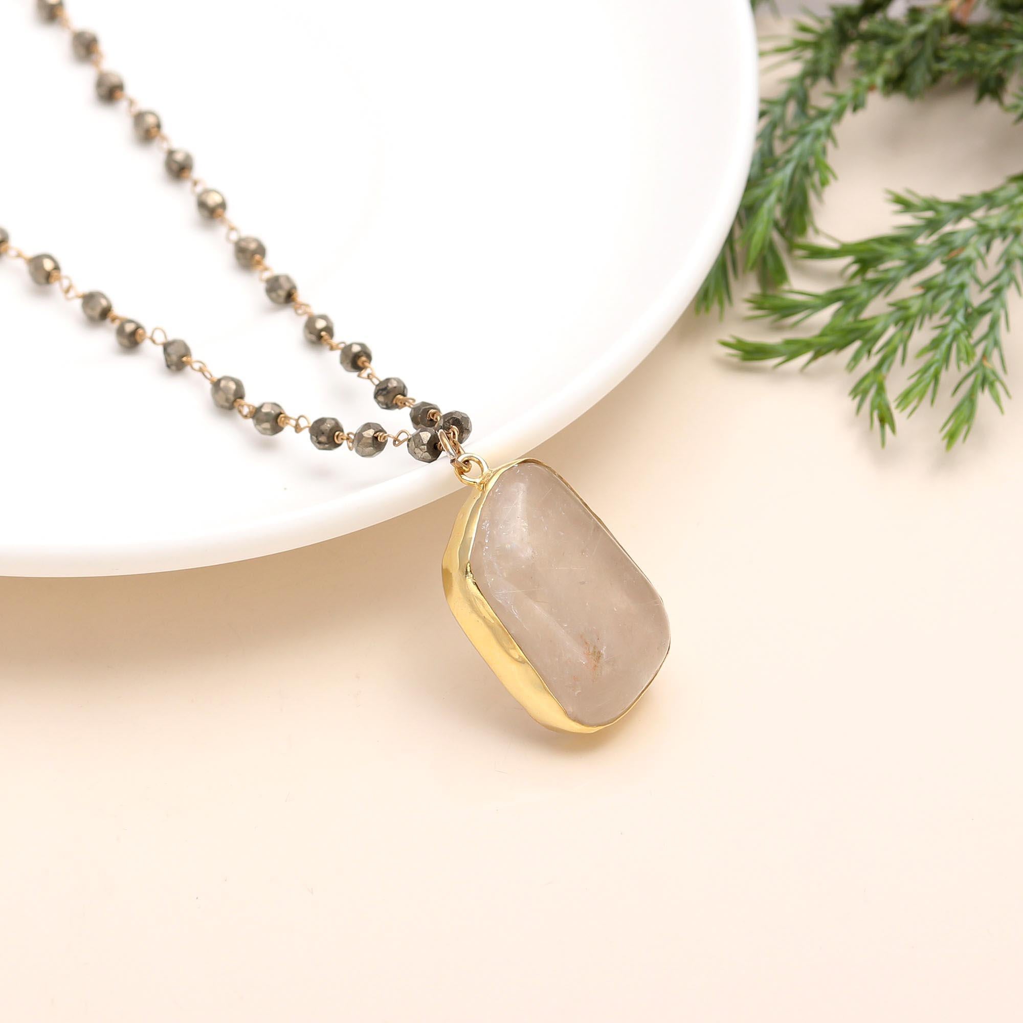 925 Silver Raw Rose Quartz Pendant